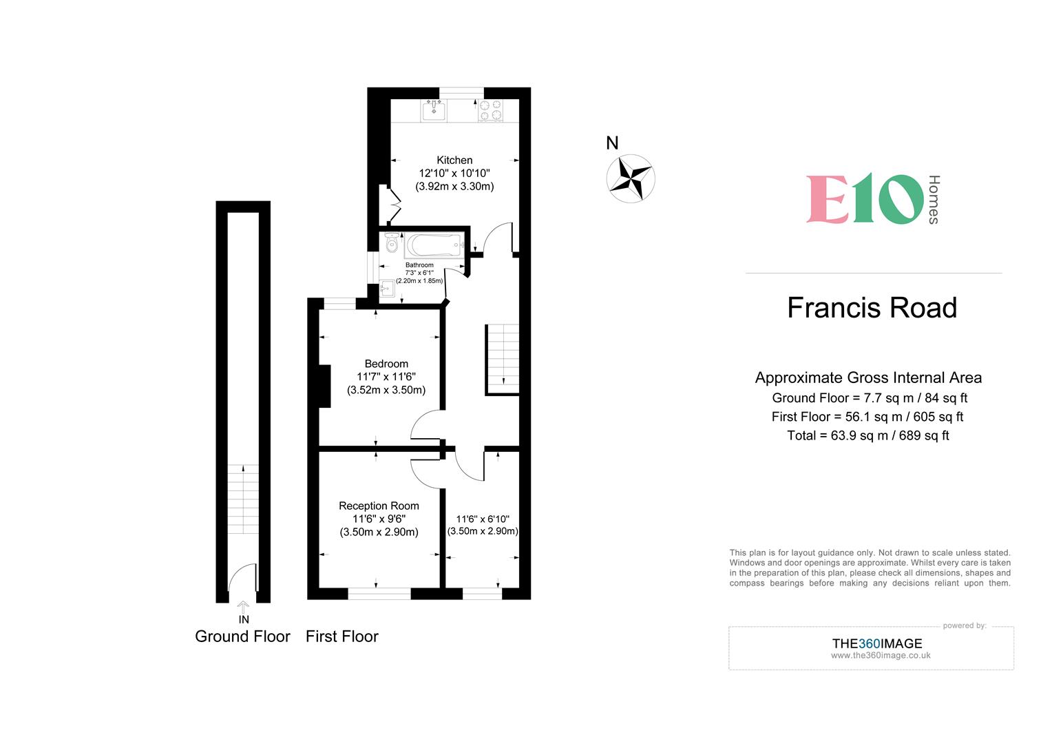 2 bed flat to rent in Francis Road, London - Property floorplan