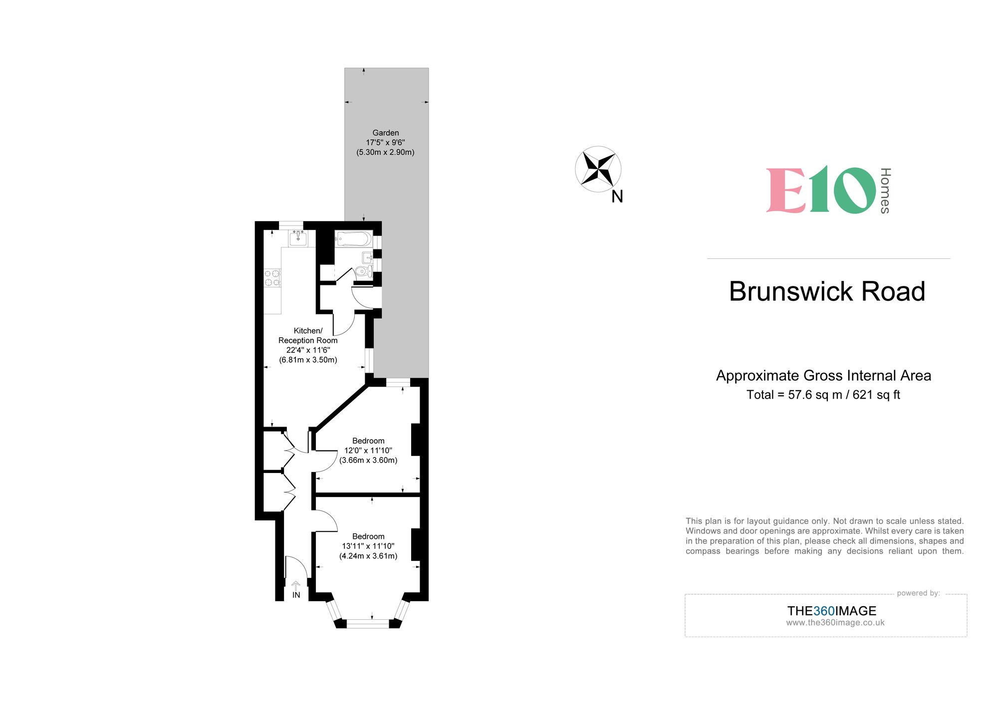 2 bed flat for sale in Brunswick Road, Leyton, E10 - Property floorplan