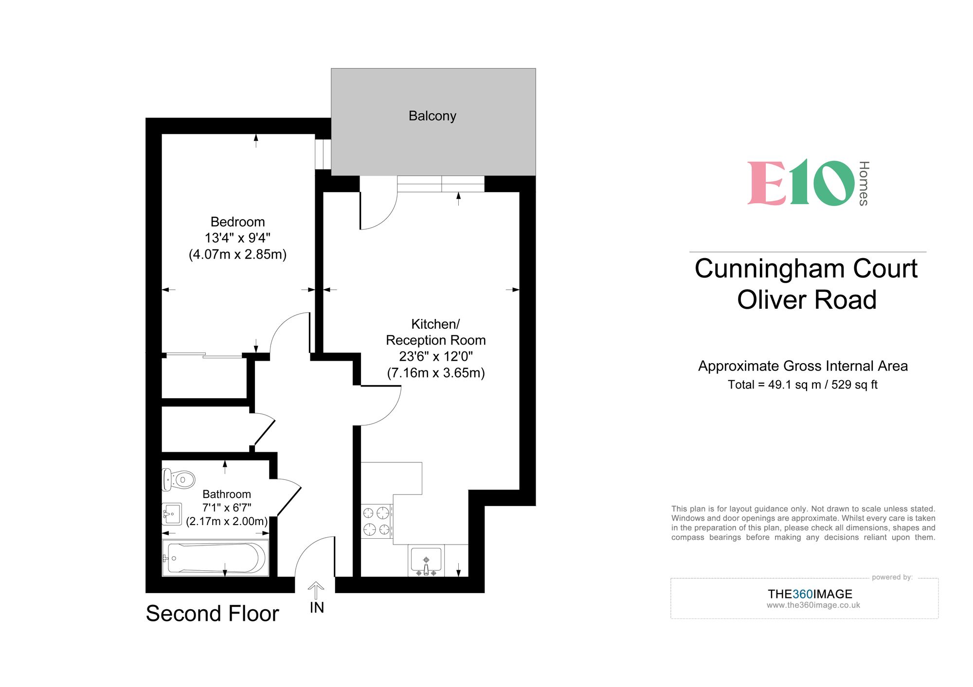 1 bed apartment for sale in Cunningham Court, Oliver Road, Leyton, E10 - Property floorplan