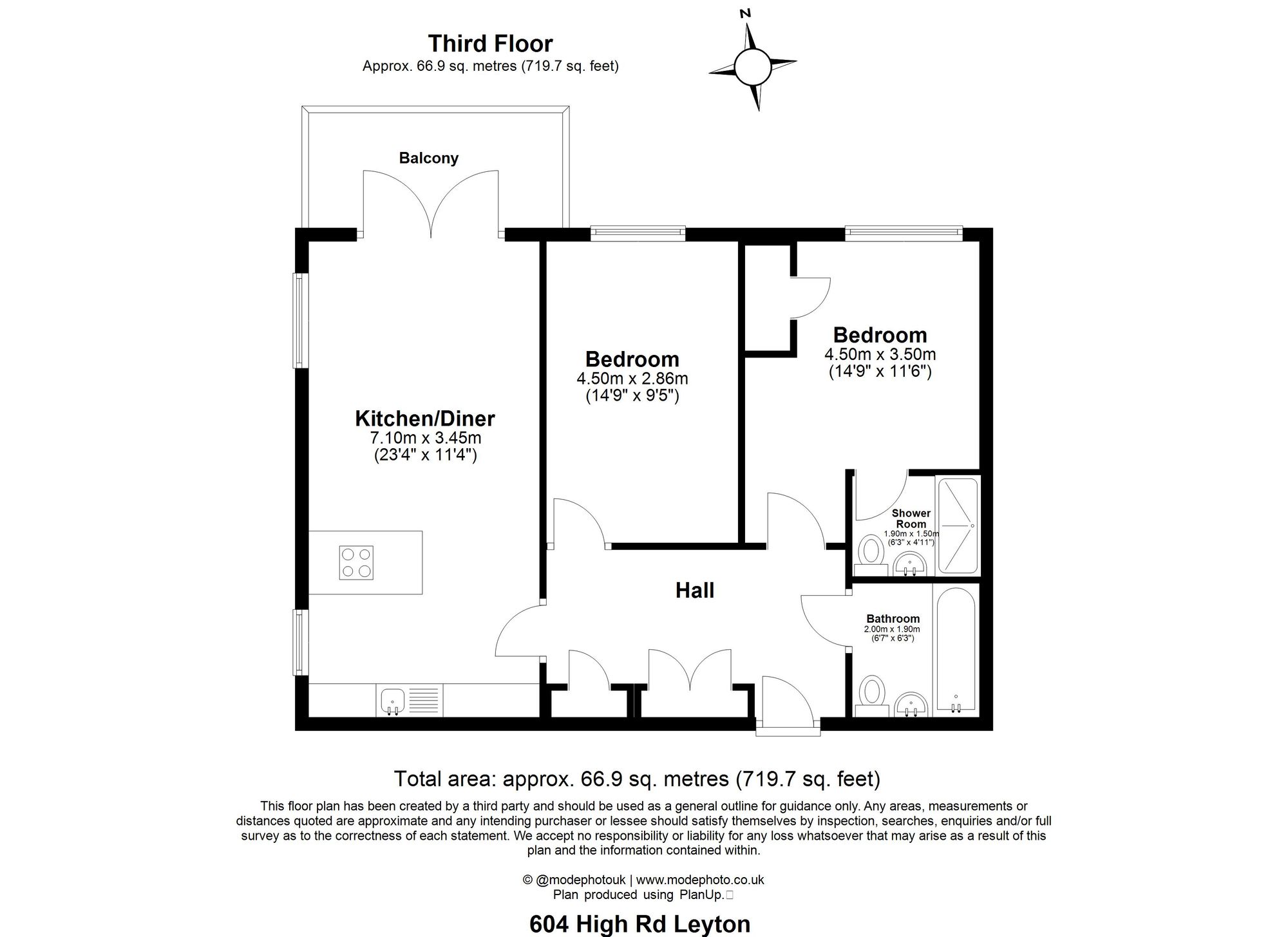 2 bed flat for sale in High Road Leyton, London, E10 - Property floorplan