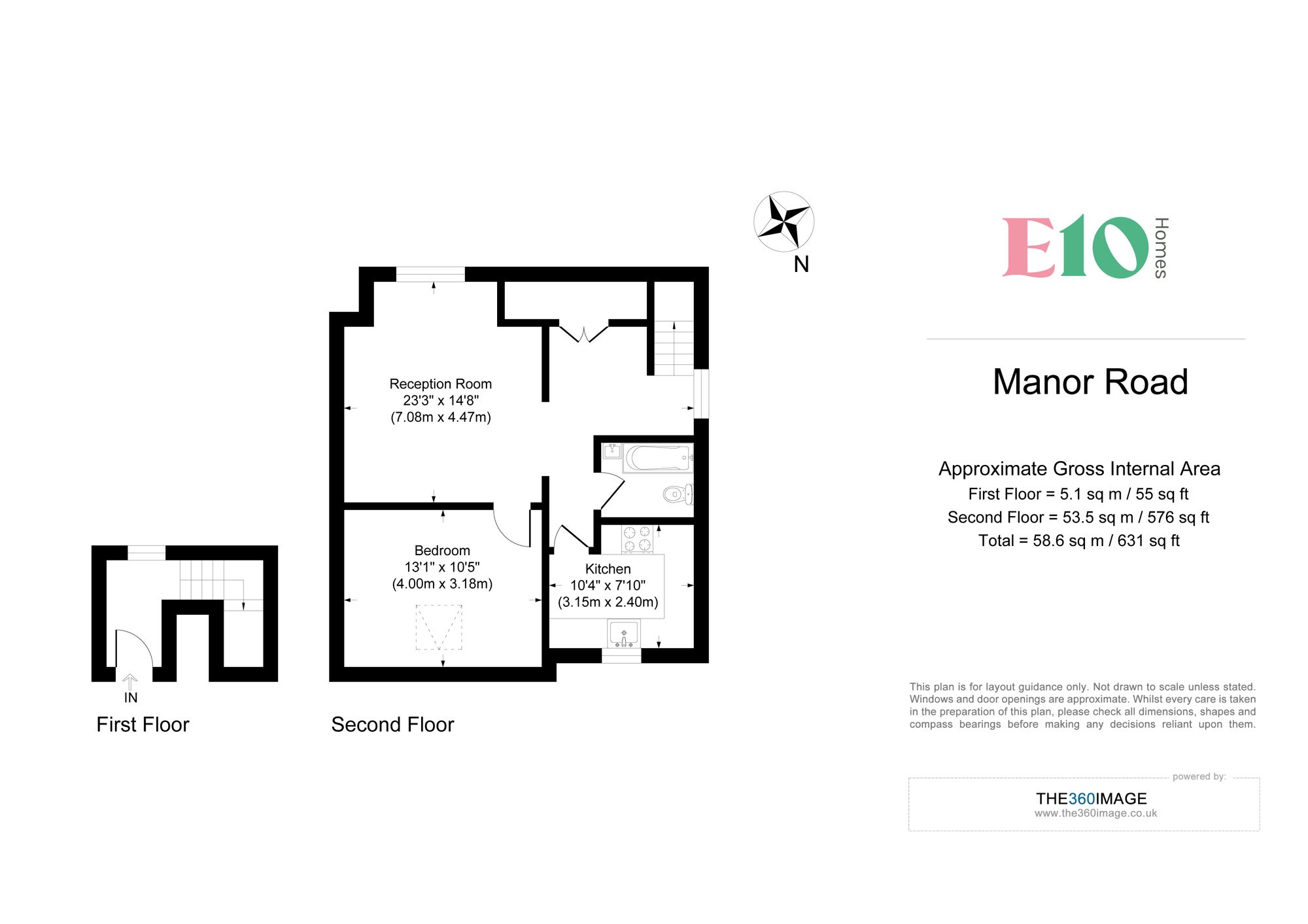 1 bed flat to rent in Manor Road, London - Property floorplan