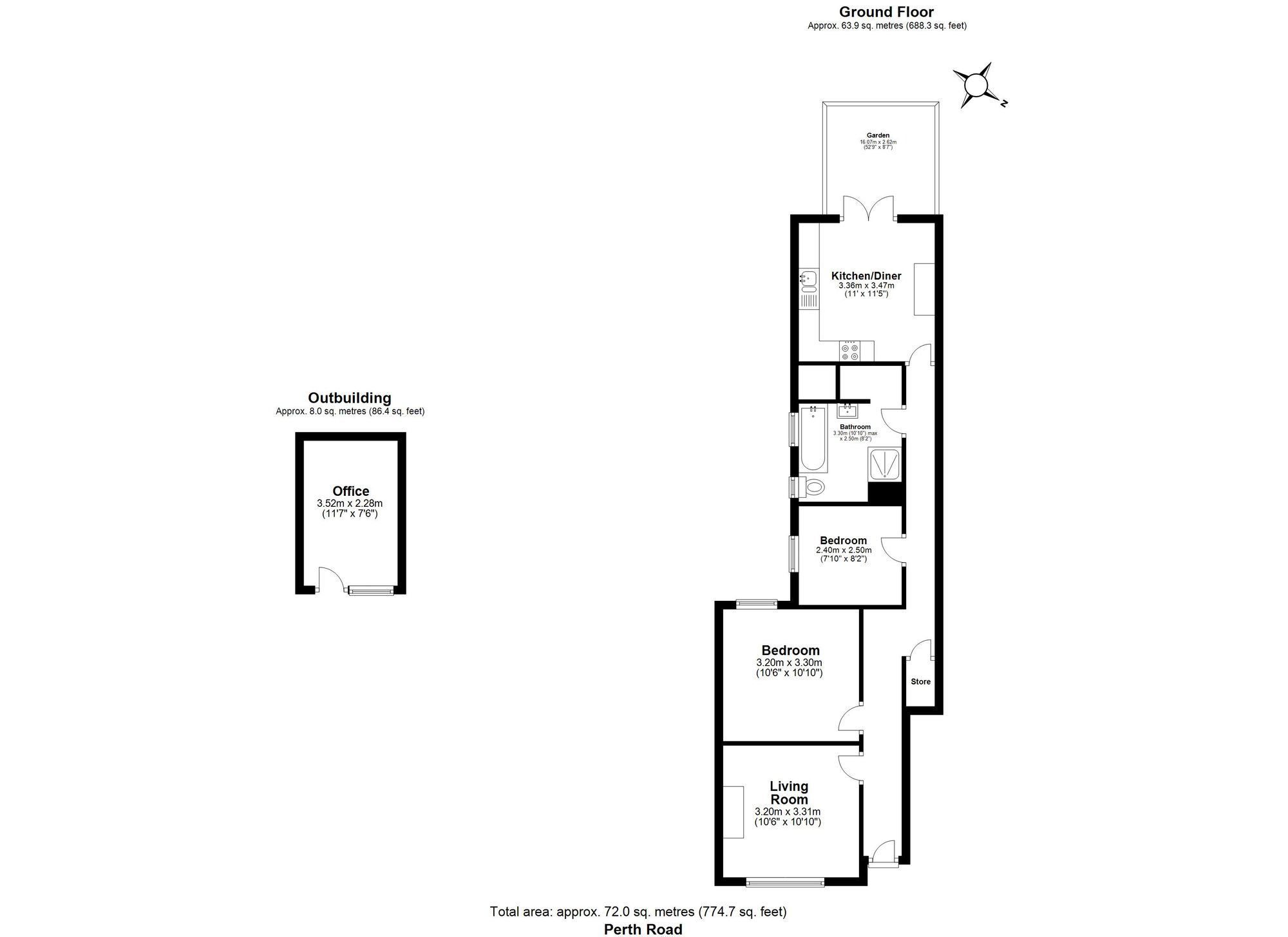 2 bed flat for sale in Perth Road, London - Property floorplan