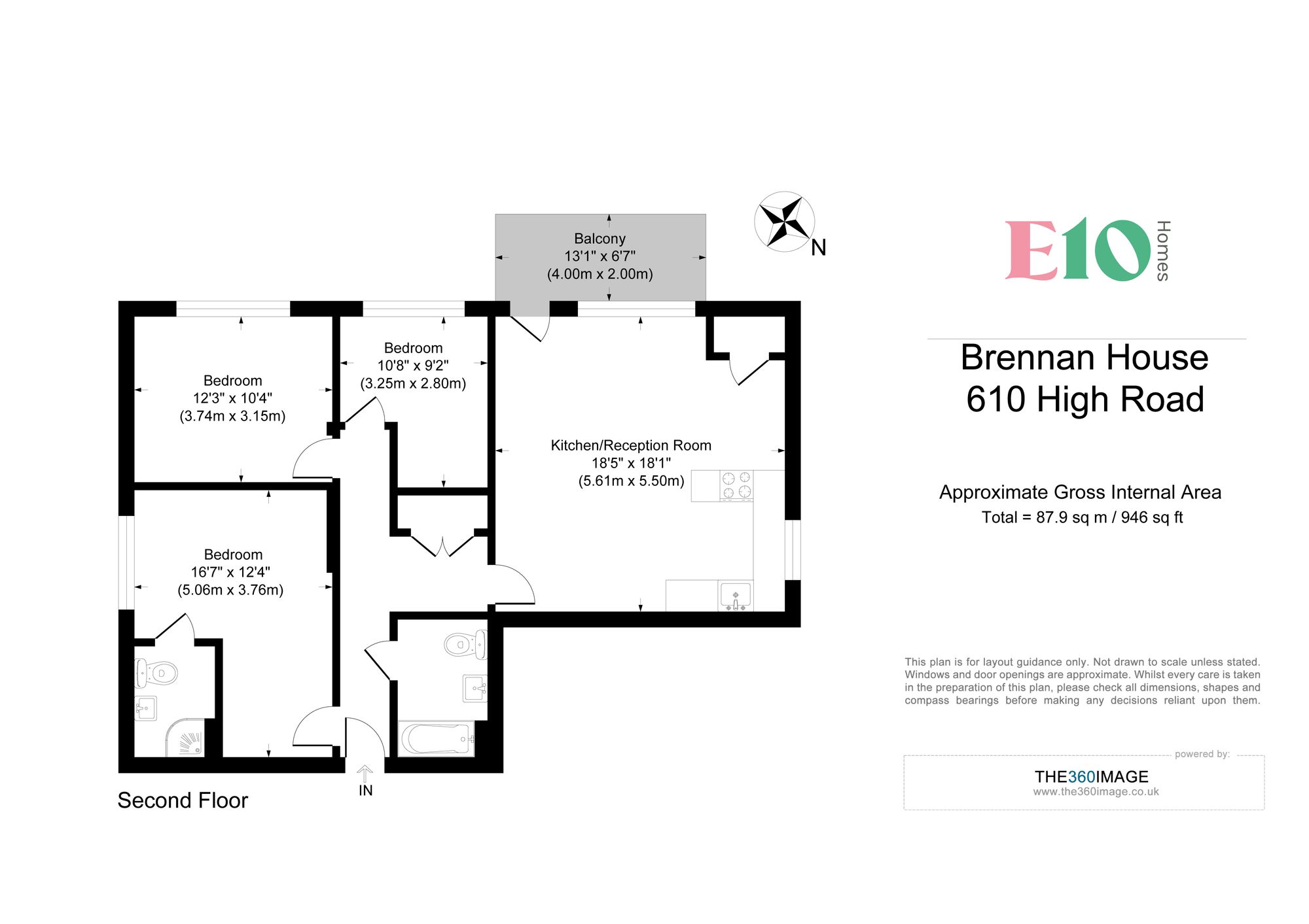 3 bed apartment for sale in High Road Leyton, London - Property floorplan