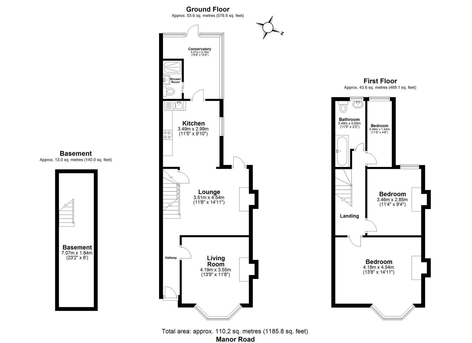 3 bed terraced house for sale in Manor Road, London - Property floorplan