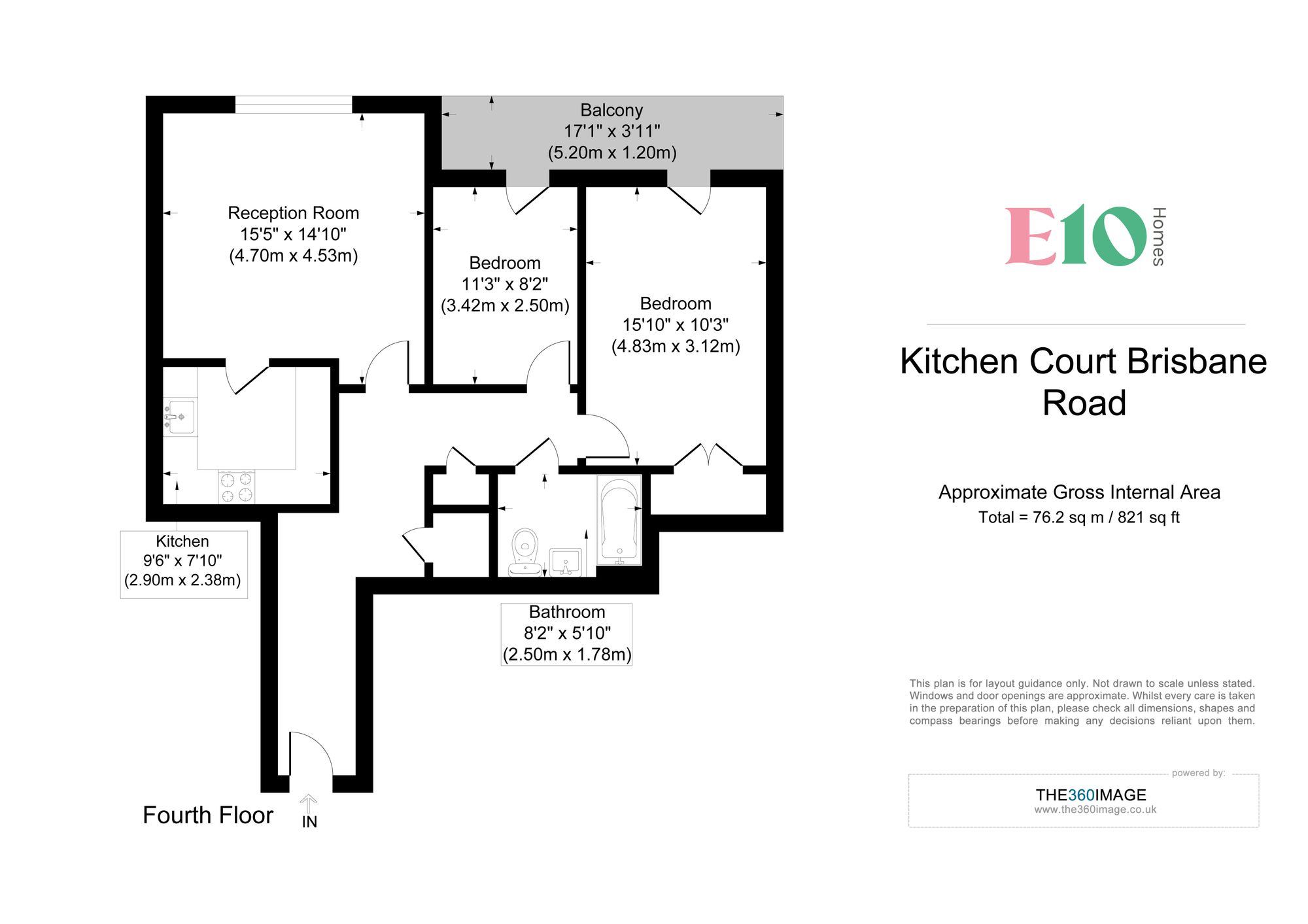 2 bed flat for sale in Kitchen Court, Brisbane Road, Leyton, E10 - Property floorplan