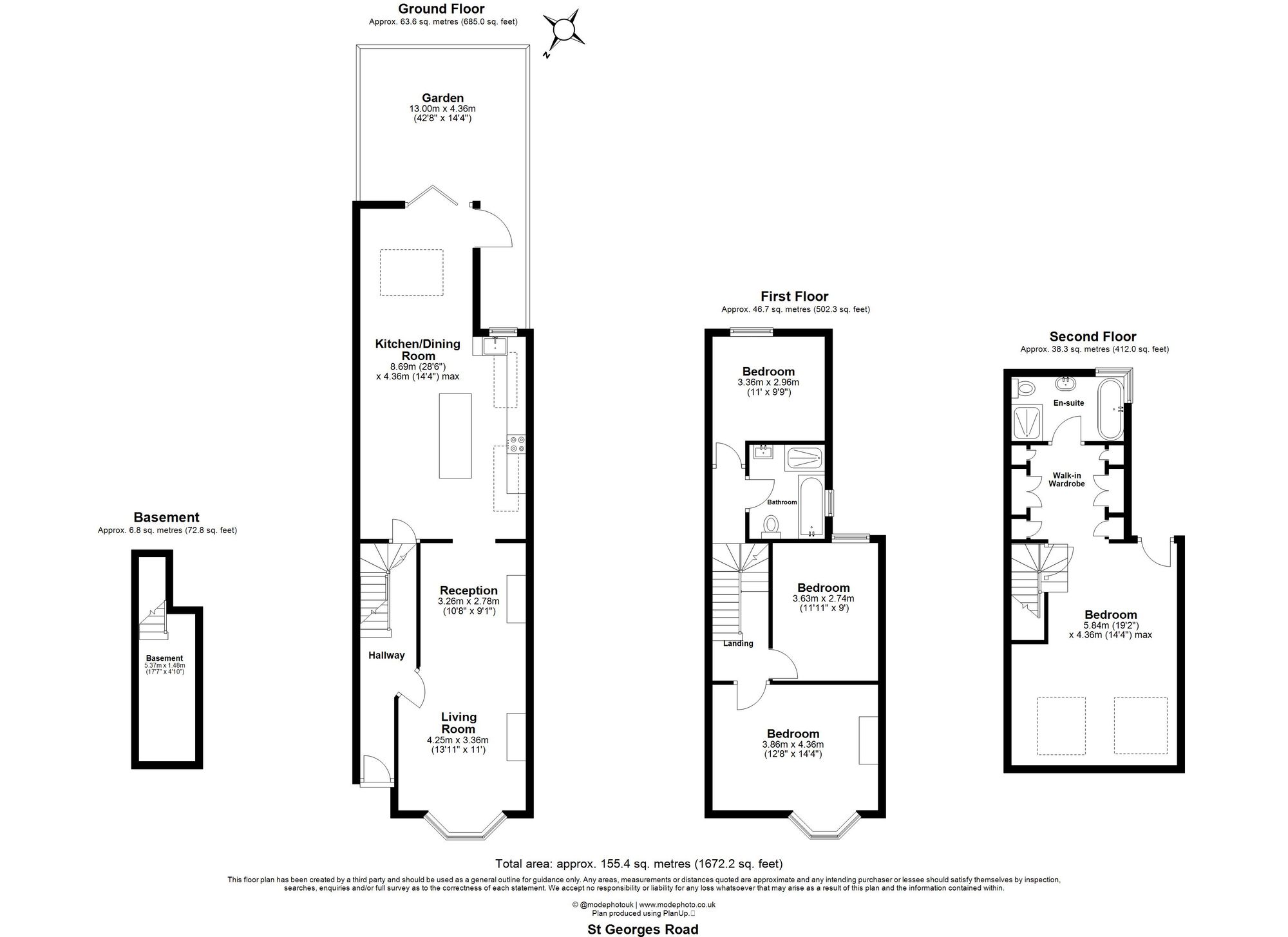 4 bed terraced house for sale in St. Georges Road, London, E10 - Property floorplan