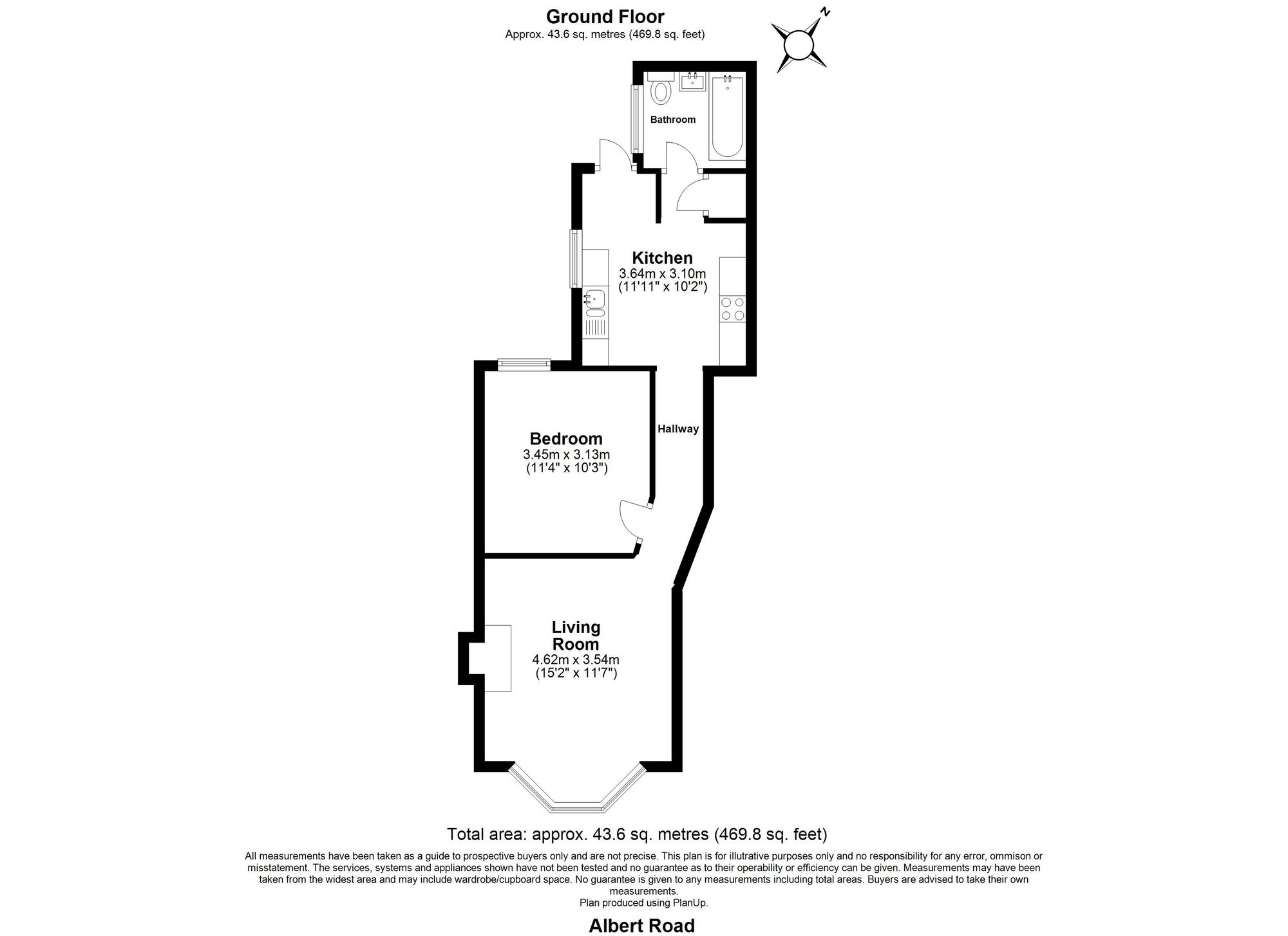 1 bed flat for sale in Albert Road, London - Property floorplan