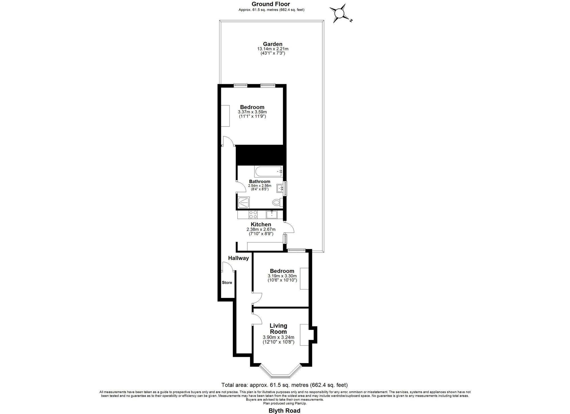 2 bed flat for sale in Blyth Road, London - Property floorplan