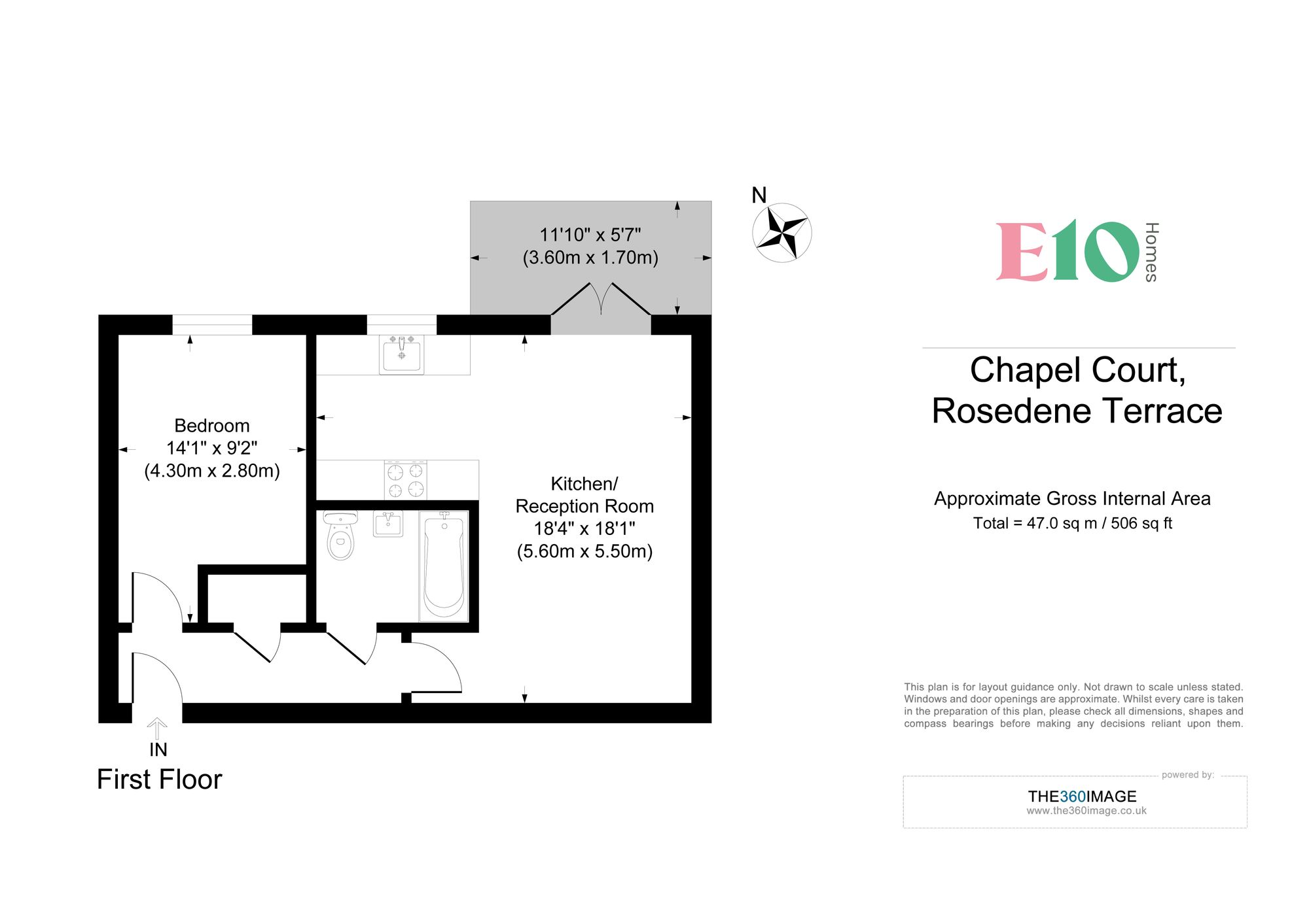 1 bed flat to rent in Rosedene Terrace, London - Property floorplan