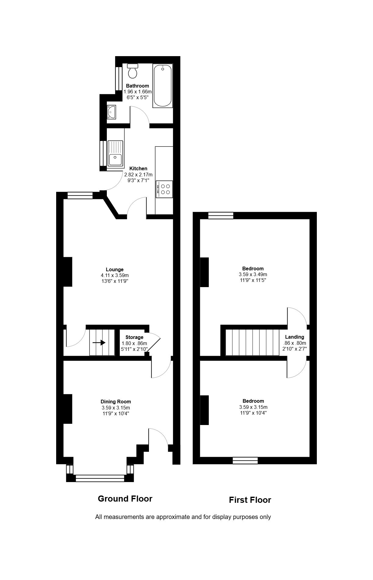 2 bed terraced house to rent in Baskerville  Road, Northwood - Property floorplan