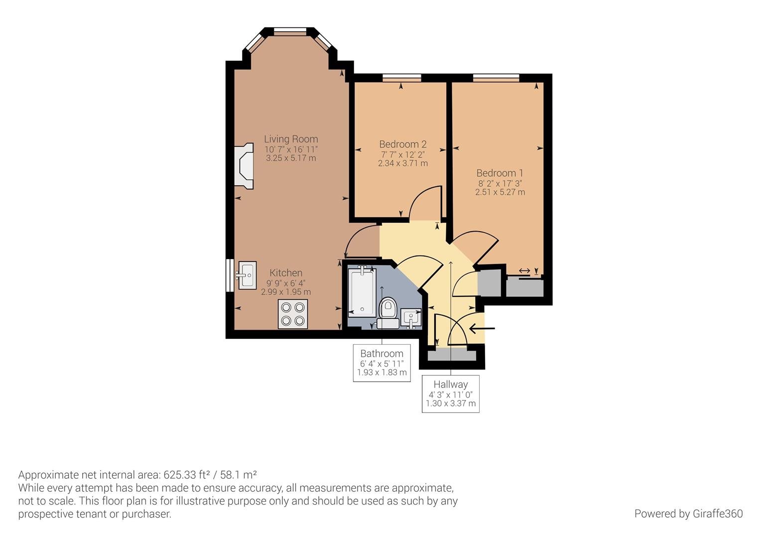 2 bed flat to rent in Humbert Road, Etruria - Property floorplan