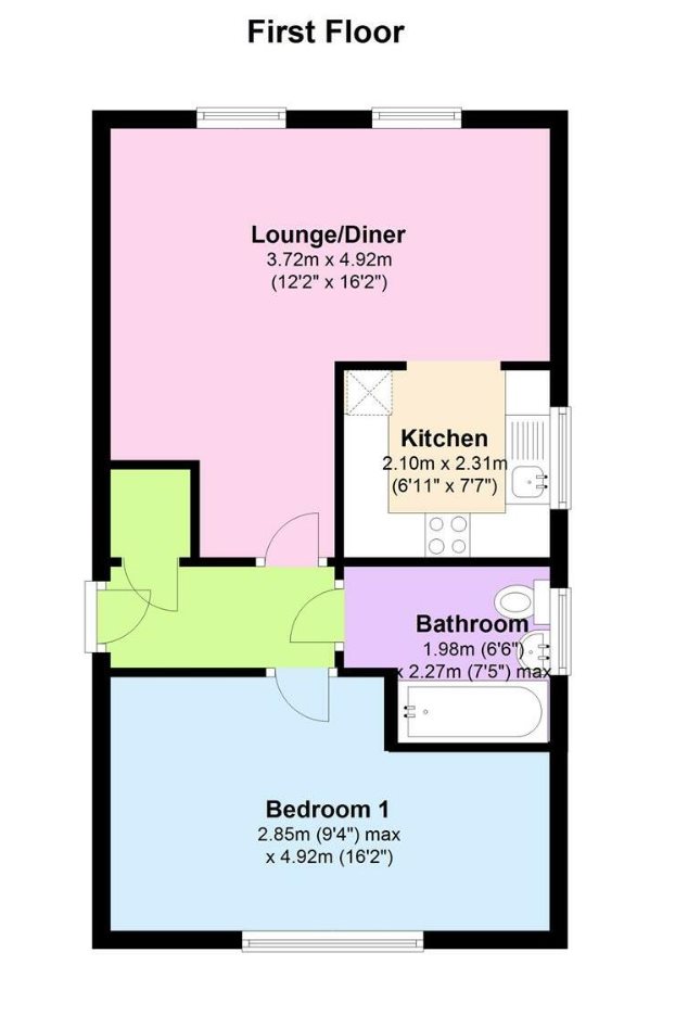 1 bed flat to rent in Archers  Walk, Trent Vale - Property floorplan