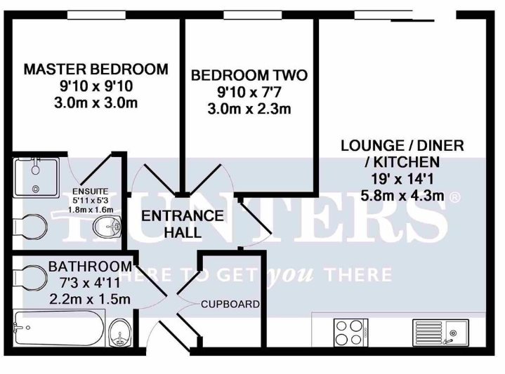 2 bed flat to rent in Hartley Court, Cliffe Vale - Property floorplan