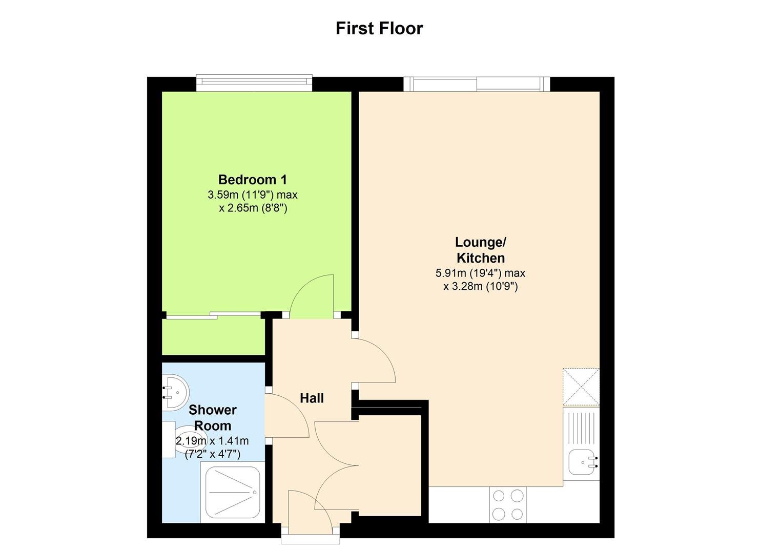 1 bed apartment to rent in Penstock  Drive, Cliffe Vale - Property floorplan