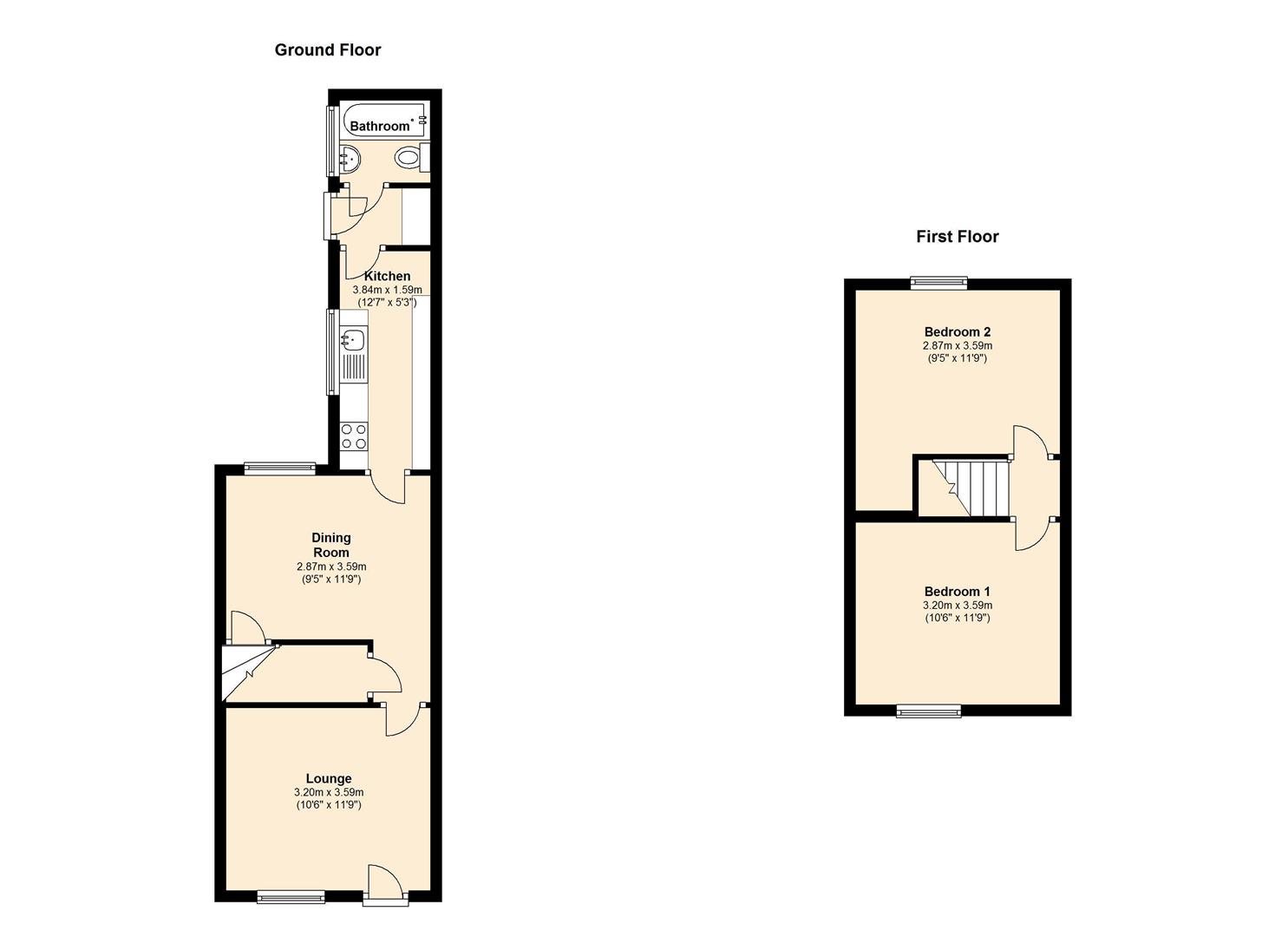 2 bed house to rent in Victoria Street, Newcastle - Property floorplan