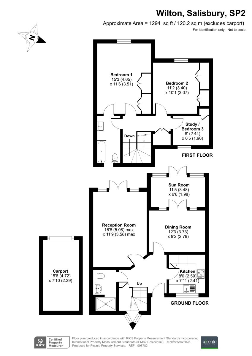 3 bed terraced house for sale in Florence Court, Salisbury - Property floorplan