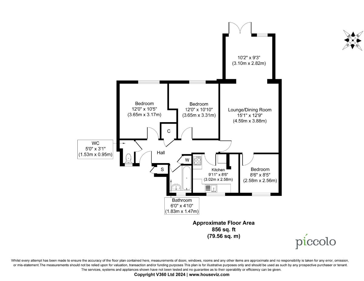 3 bed flat for sale in Randalls Croft Road, Salisbury - Property floorplan