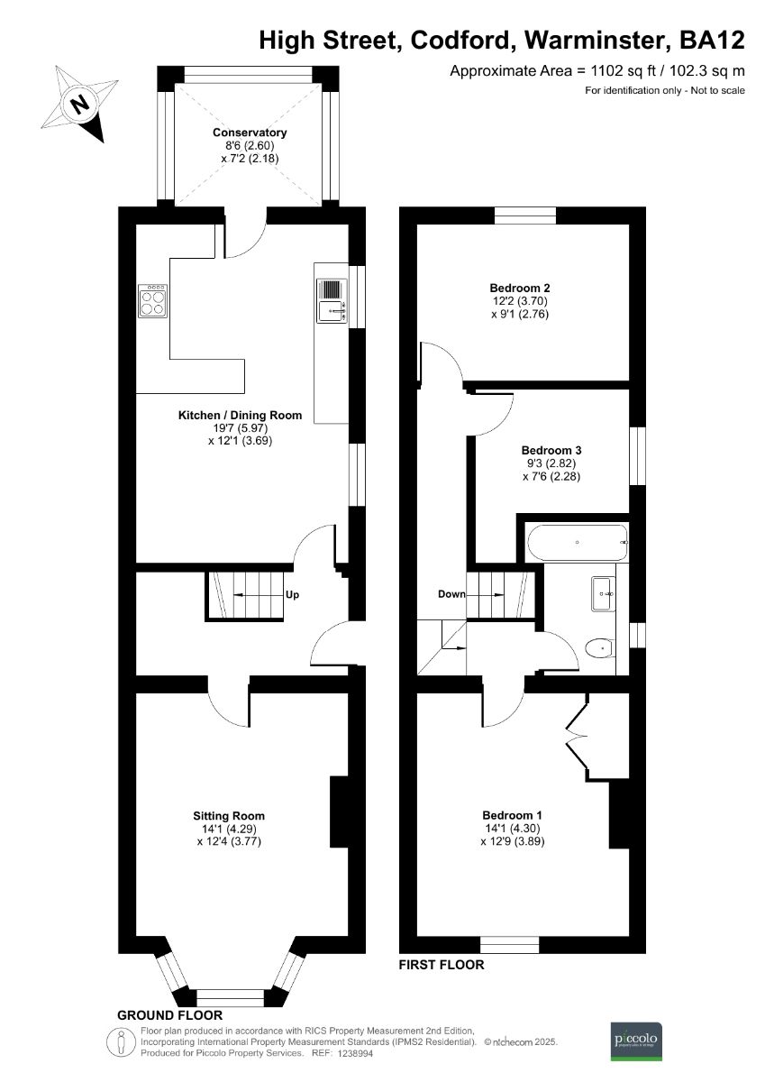 3 bed semi-detached house for sale in High Street, Warminster - Property floorplan