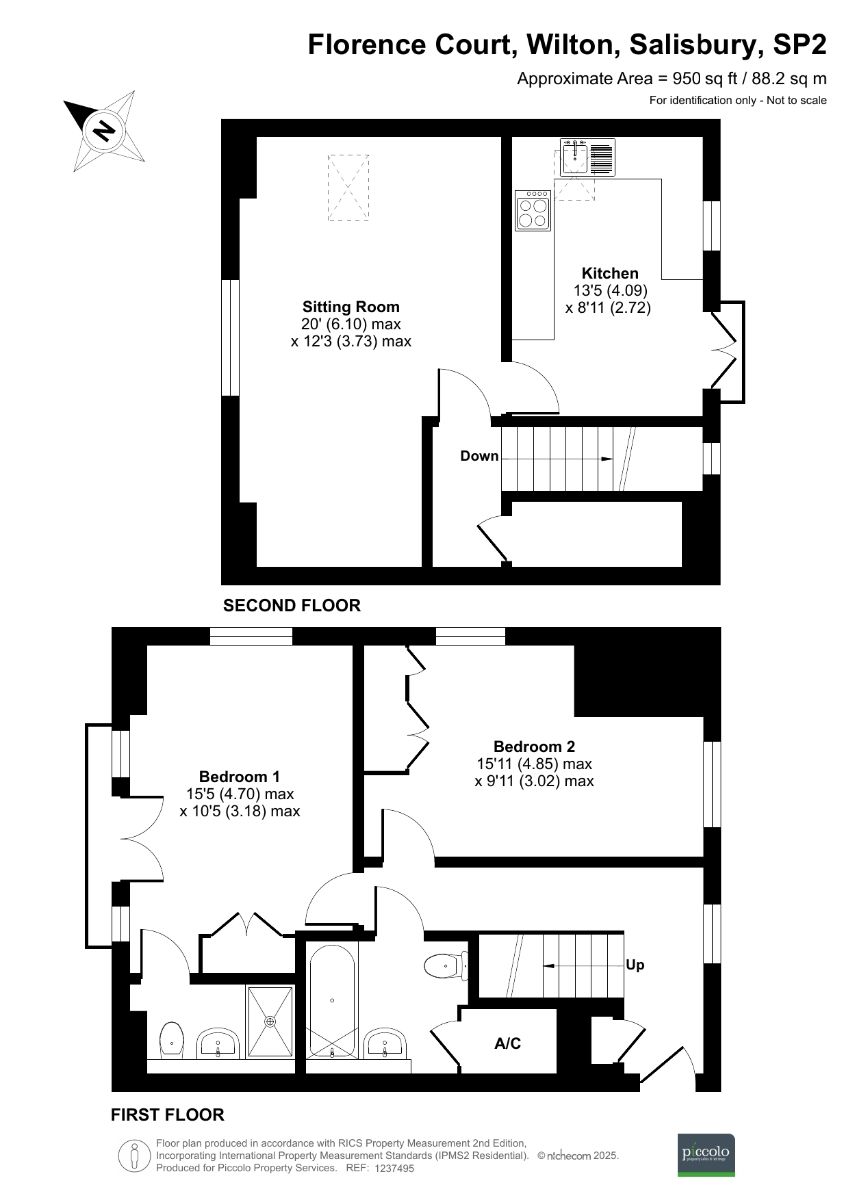 2 bed flat for sale in Florence Court, Salisbury - Property floorplan