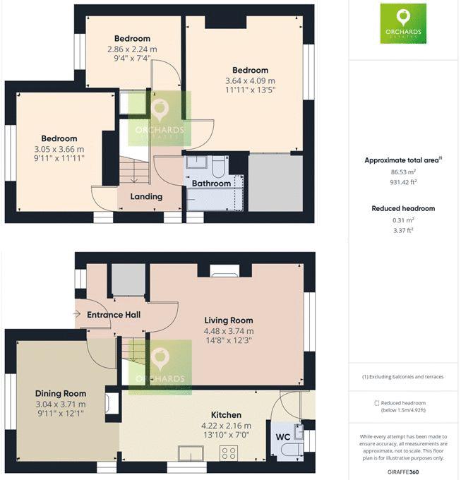 3 bed house for sale in Hill View, Yeovil - Property floorplan