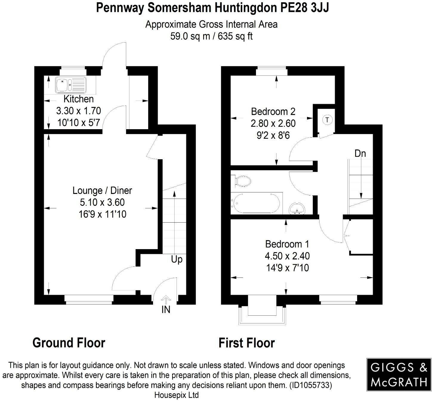 2 bed terraced house to rent in Pennway, Huntingdon - Property Floorplan