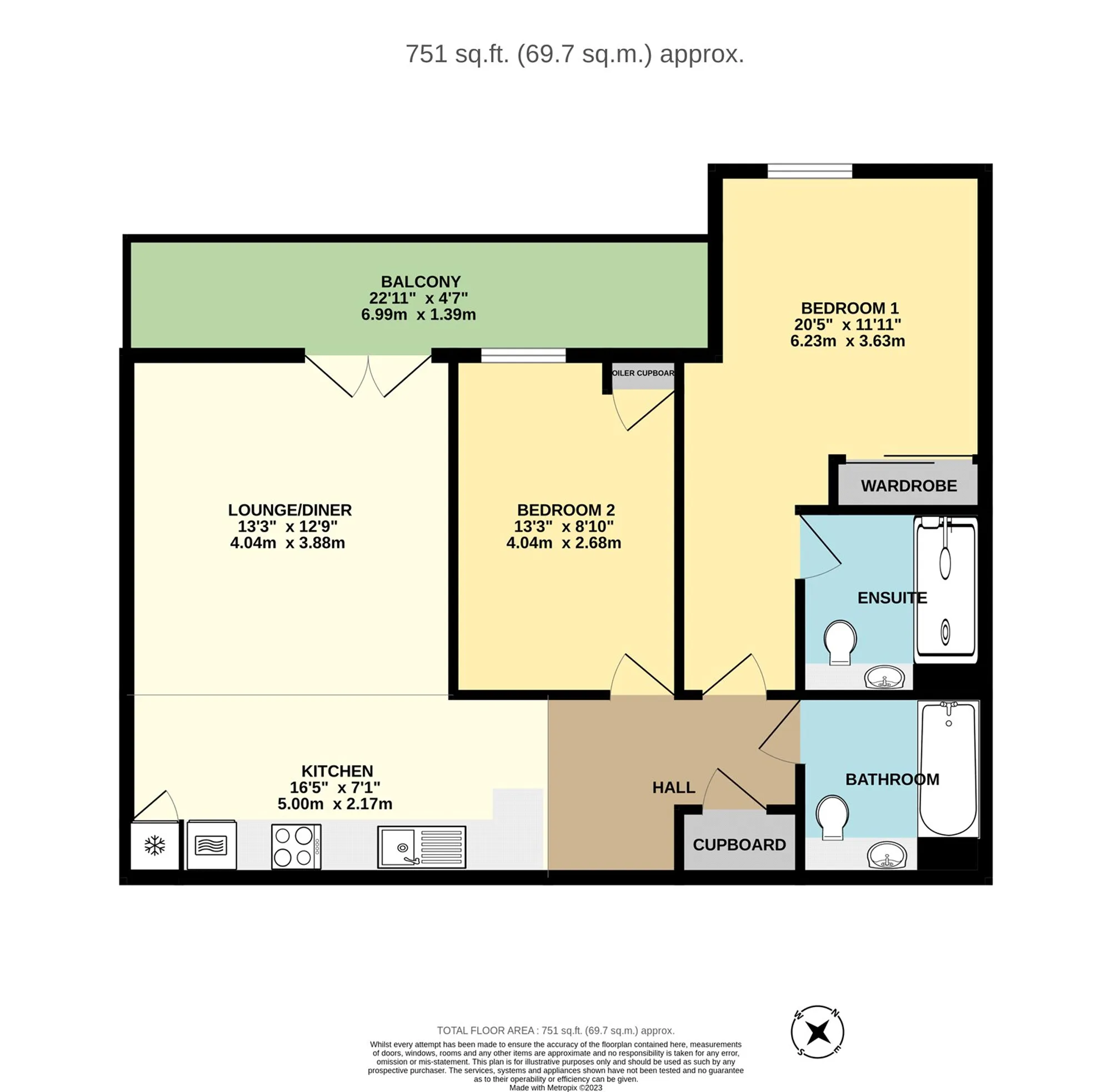 2 bed apartment for sale in Rosalind Drive, Maidstone - Property floorplan