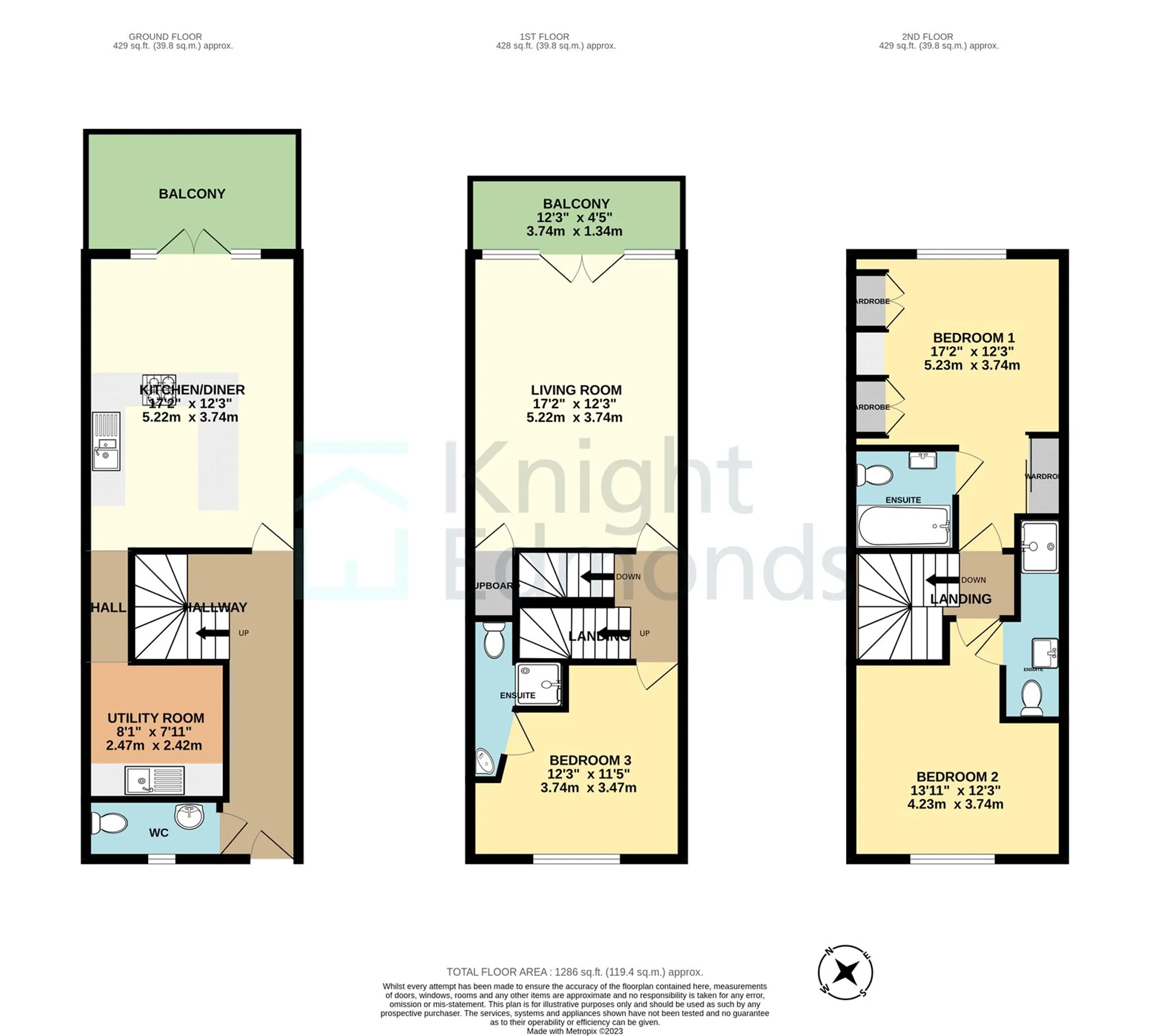 3 bed terraced house for sale in St. Peters Street, Maidstone - Property floorplan