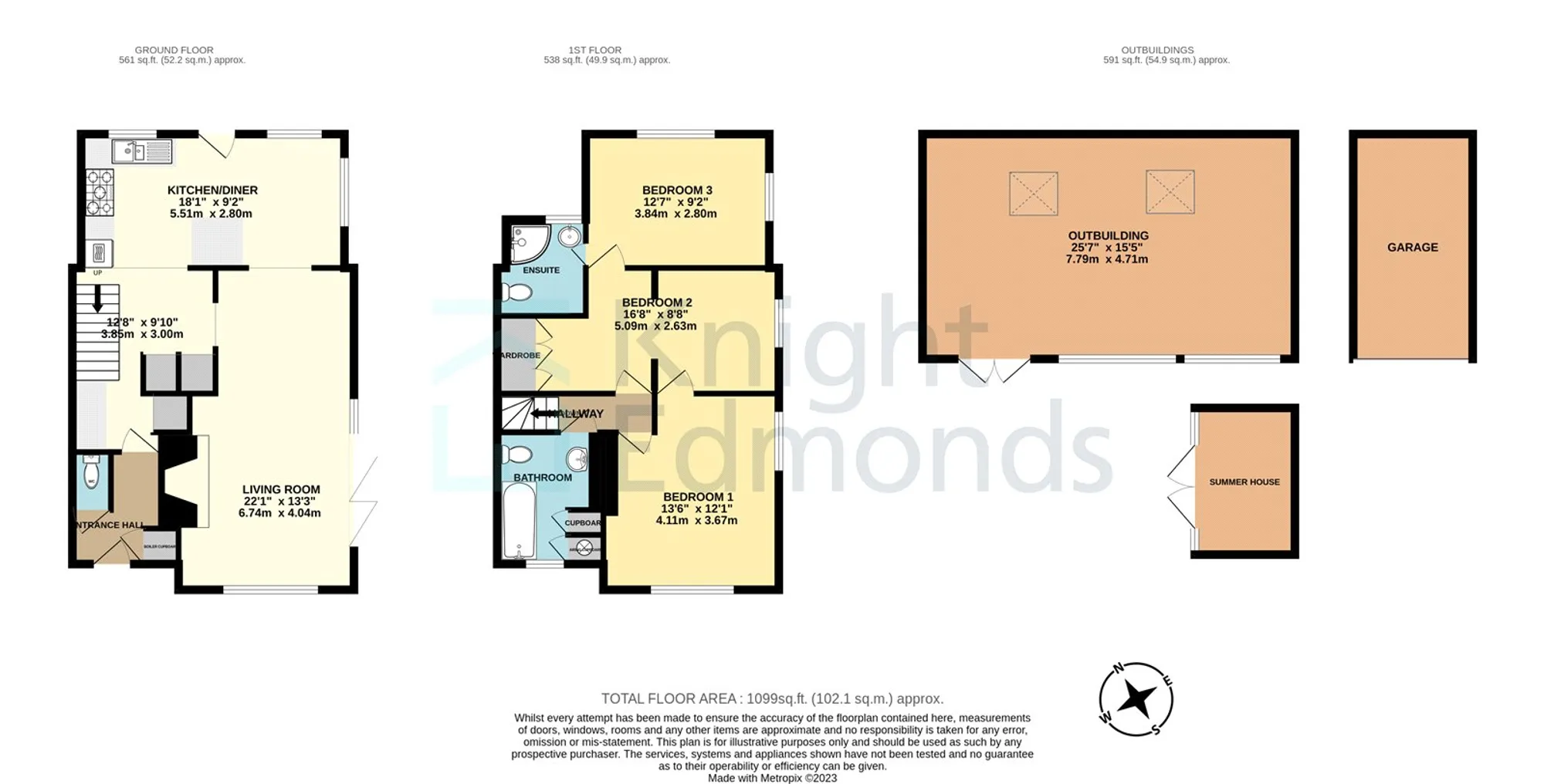 3 bed end of terrace house for sale in Hilltop, Maidstone - Property Floorplan