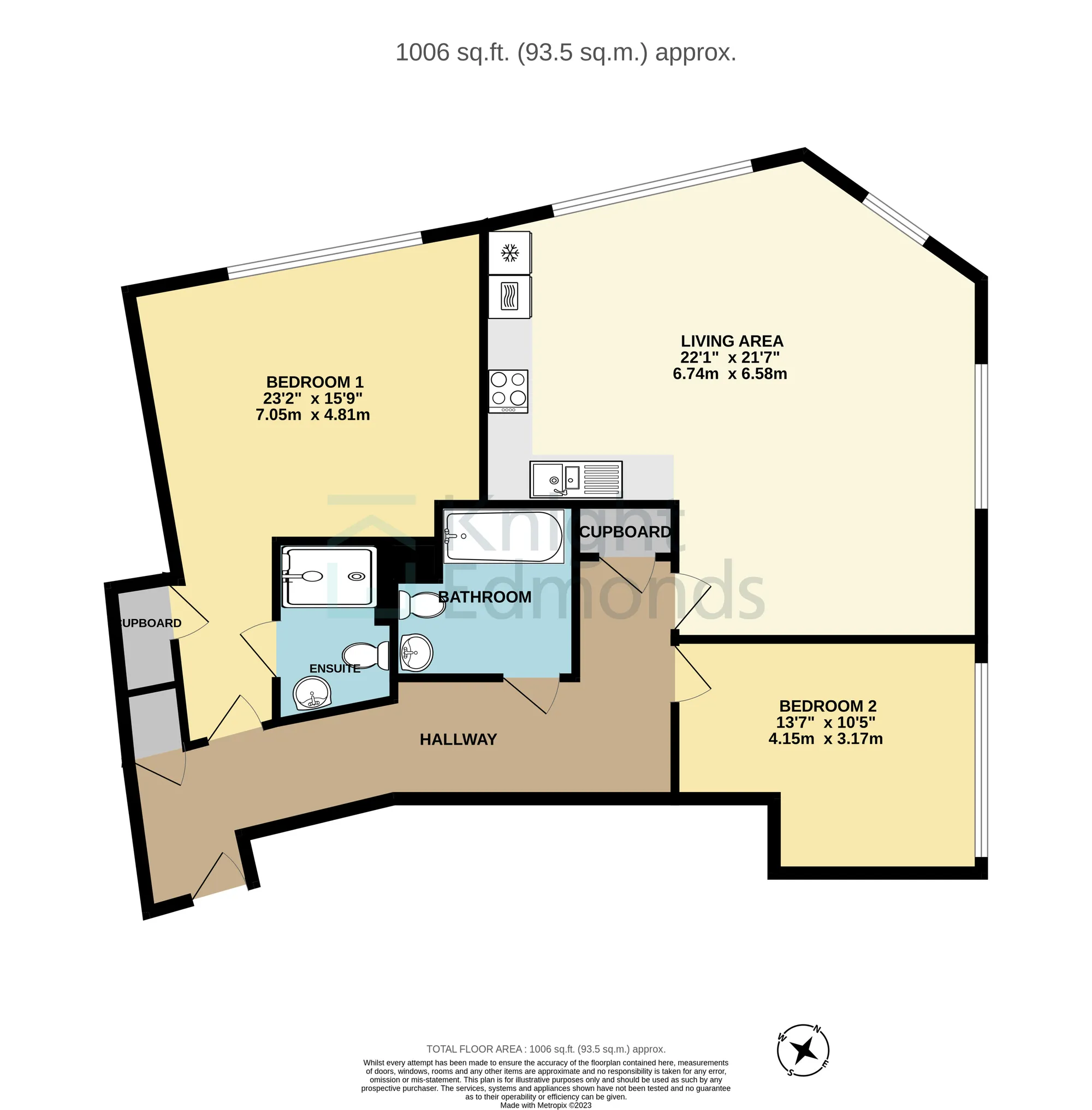 2 bed flat for sale in St. Faiths Street, Maidstone - Property floorplan