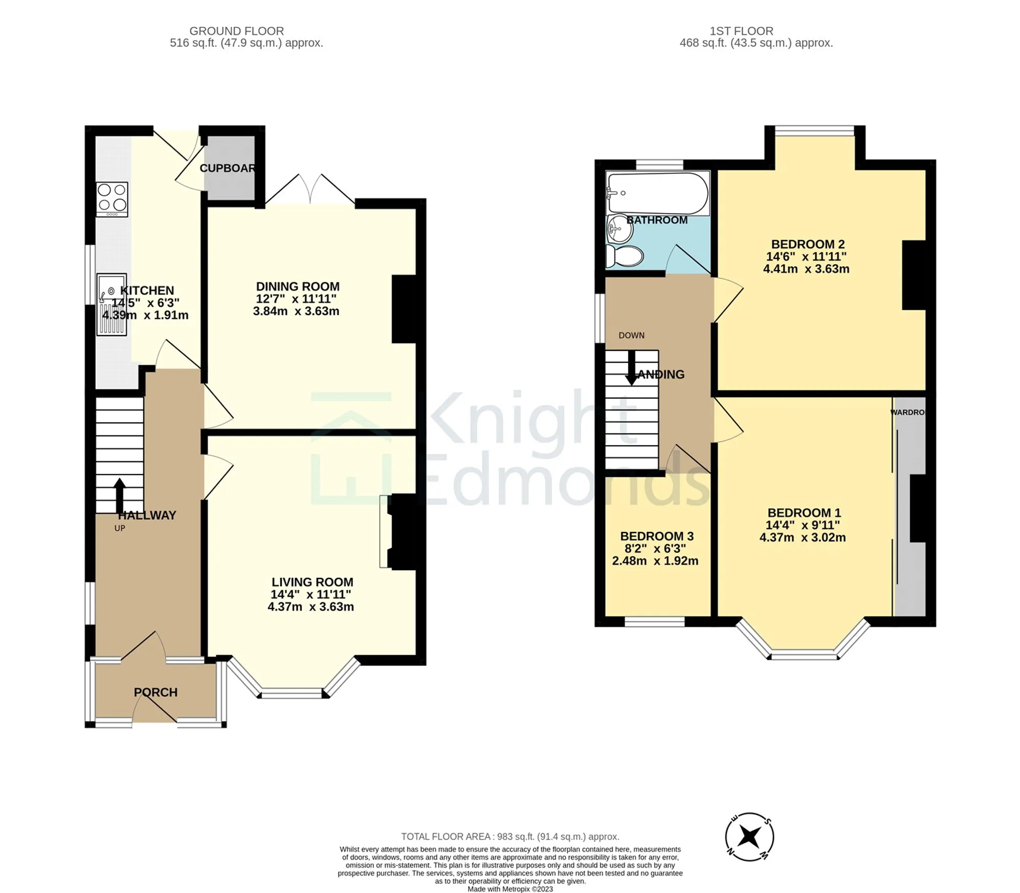 3 bed semi-detached house for sale in College Road, Maidstone - Property floorplan