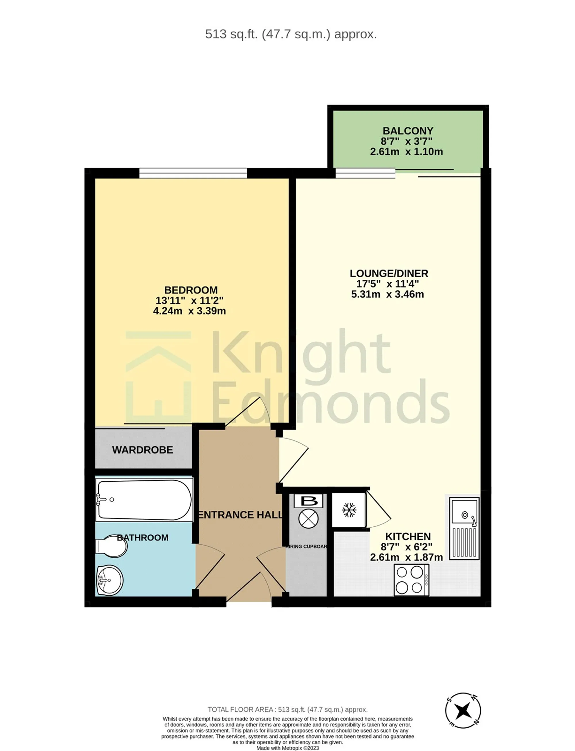 1 bed apartment for sale in Stafford Gardens, Maidstone - Property floorplan