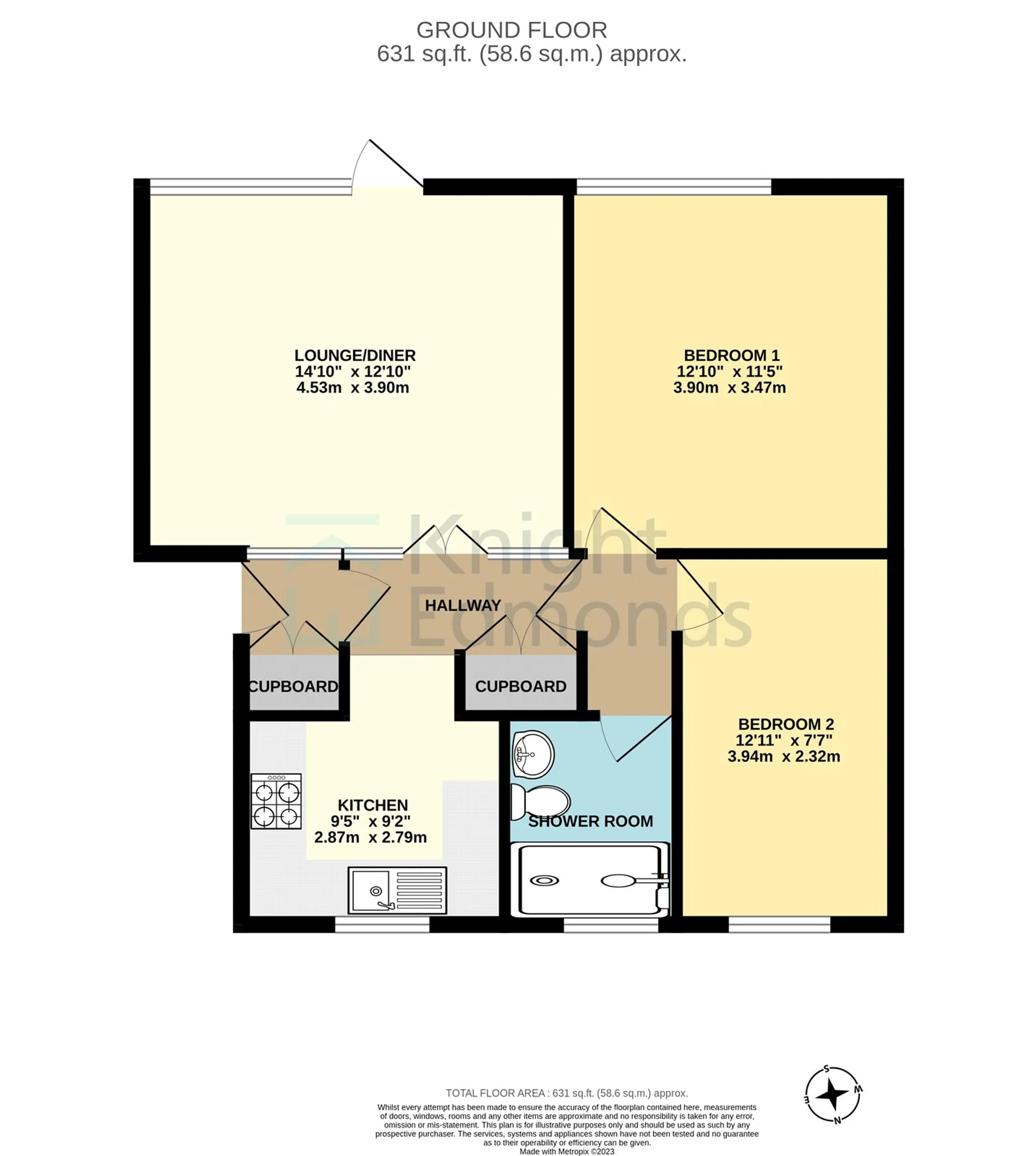 2 bed apartment for sale in Tonbridge Road, Maidstone - Property floorplan