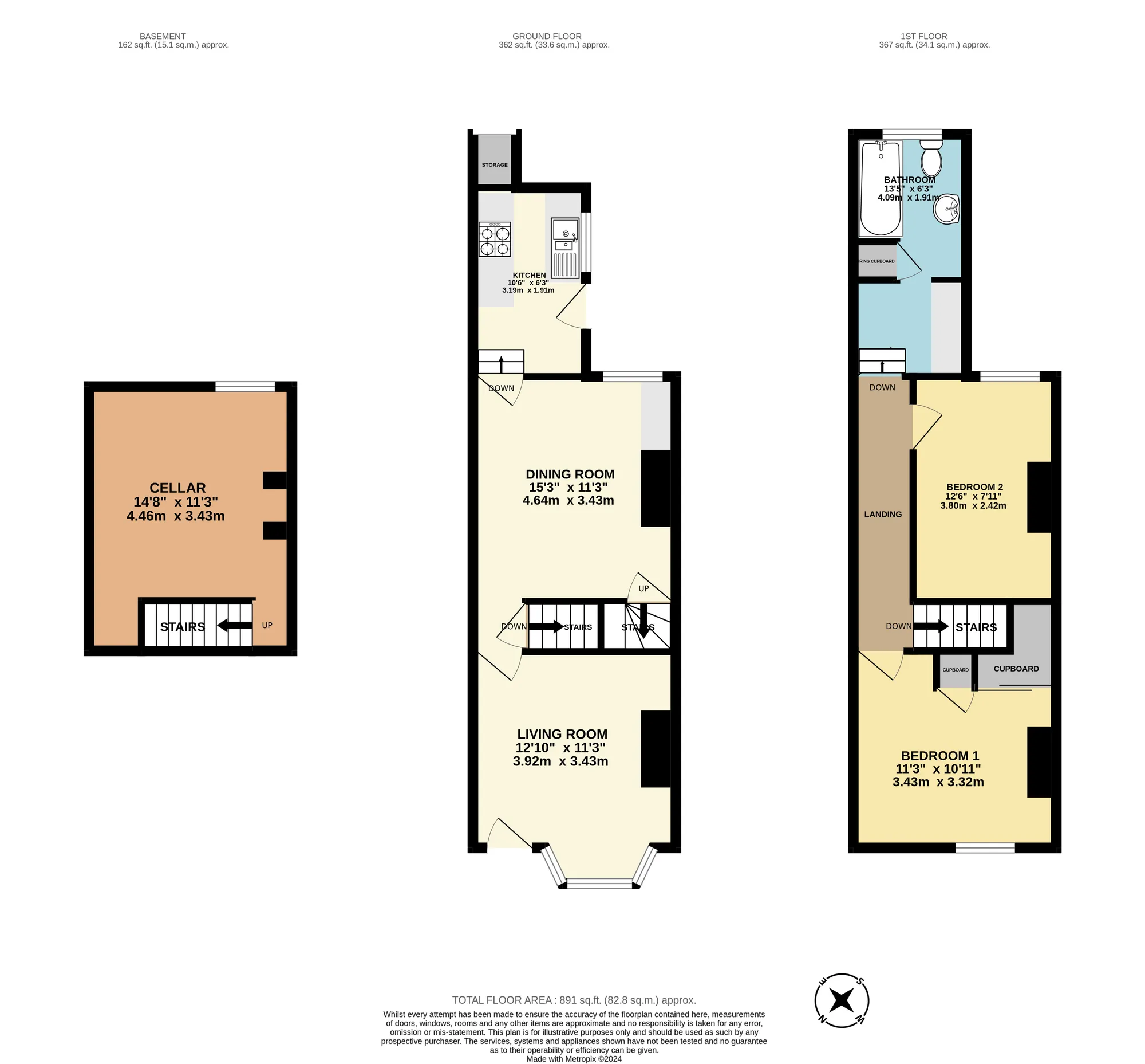 2 bed mid-terraced house for sale in Milton Street, Maidstone - Property floorplan
