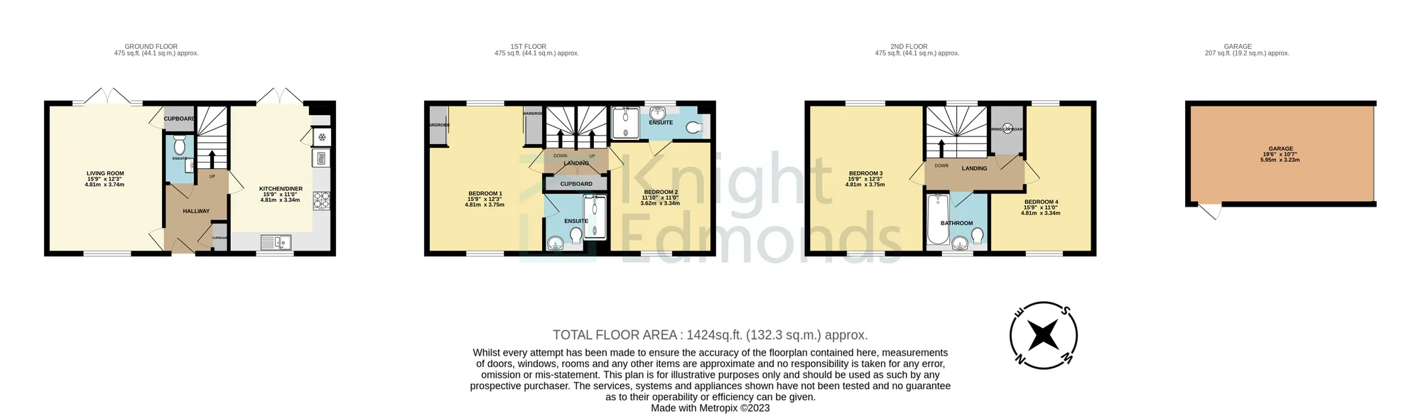 4 bed terraced house for sale in Chapelfield Way, Maidstone - Property Floorplan