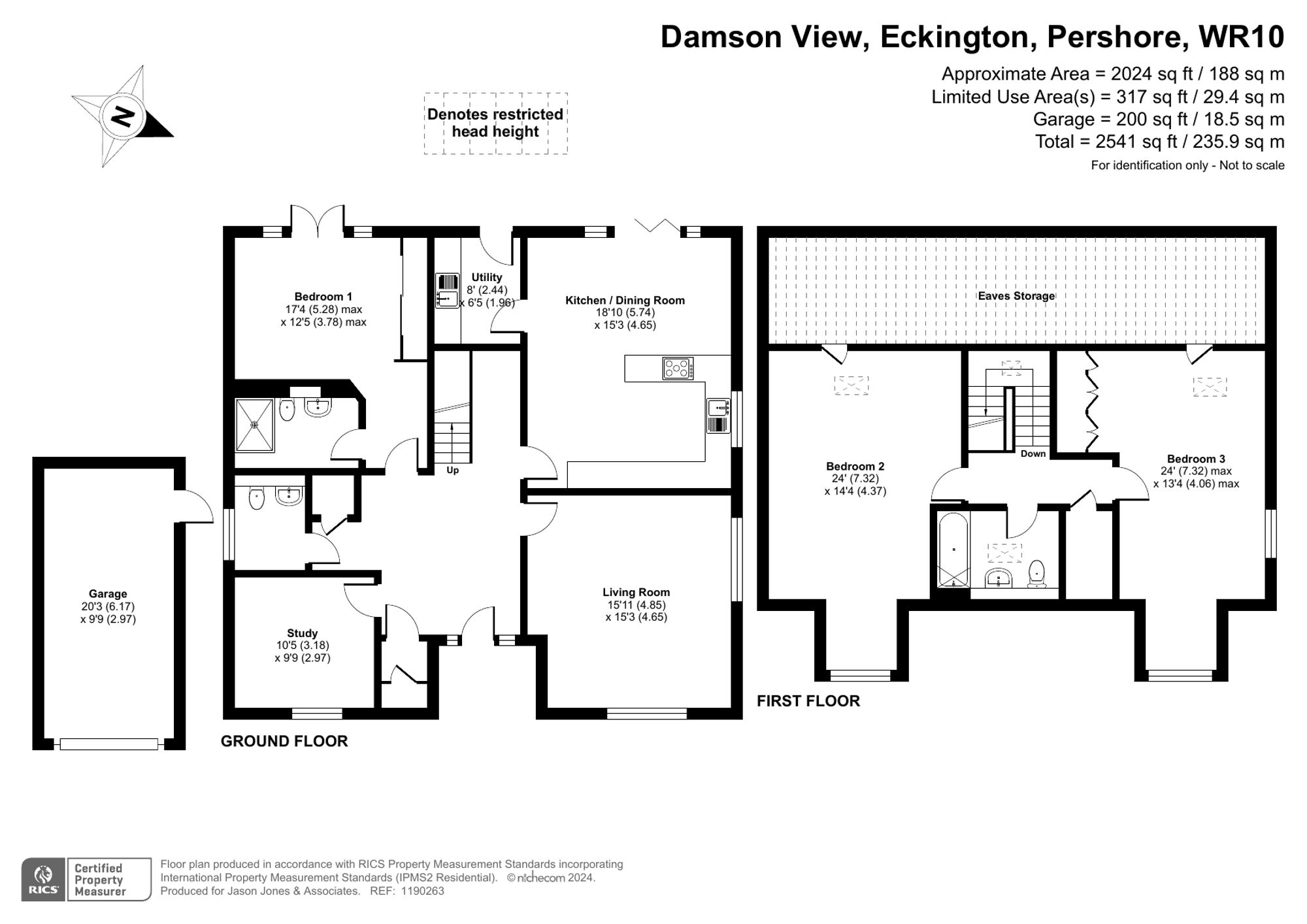 3 bed detached house for sale in Damson View, Pershore - Property floorplan