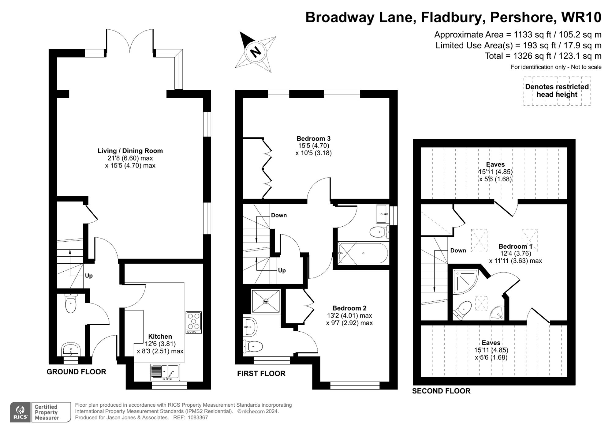 3 bed semi-detached house for sale in Broadway Lane, Pershore - Property floorplan