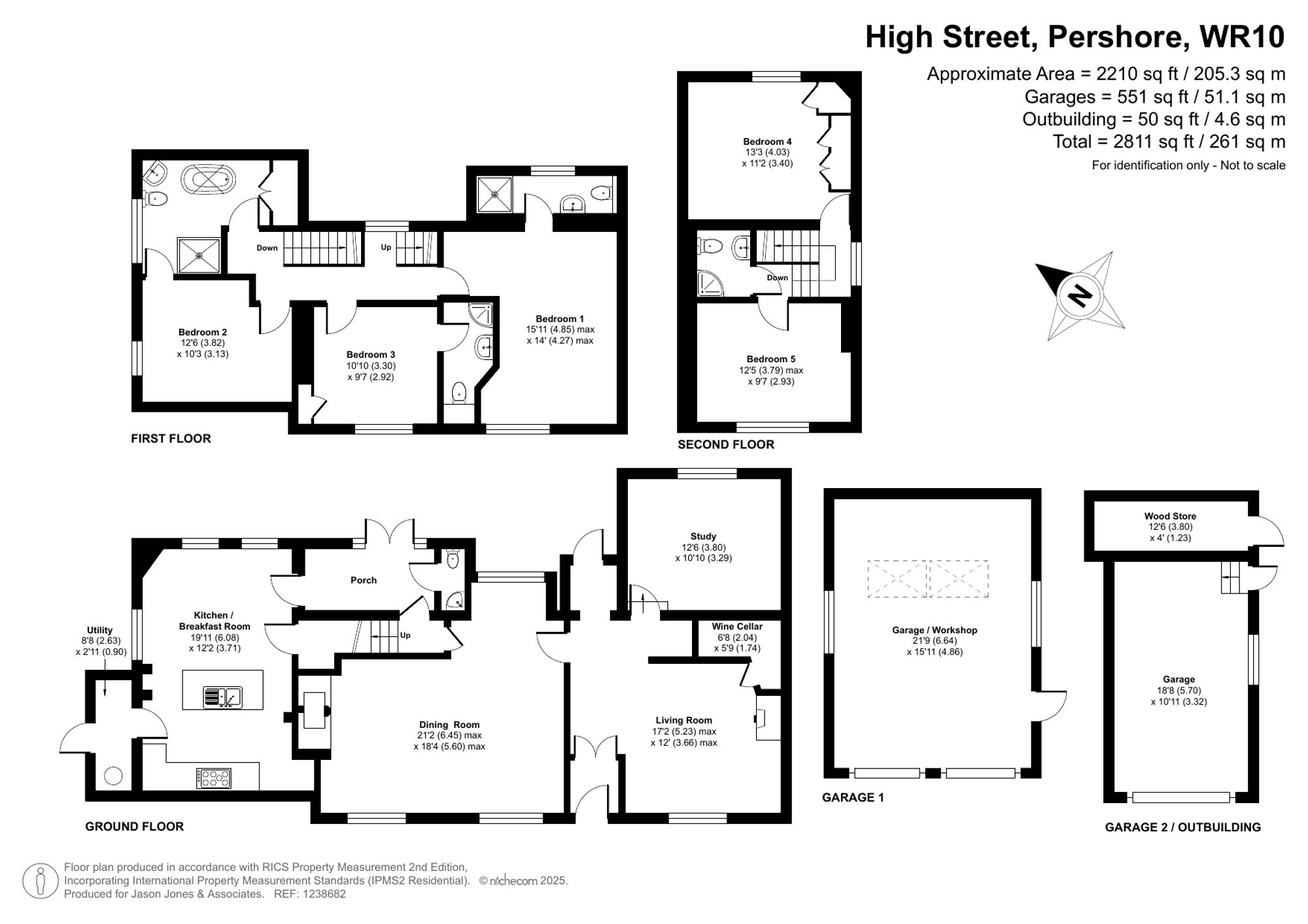 5 bed detached house for sale in High Street, Pershore - Property floorplan