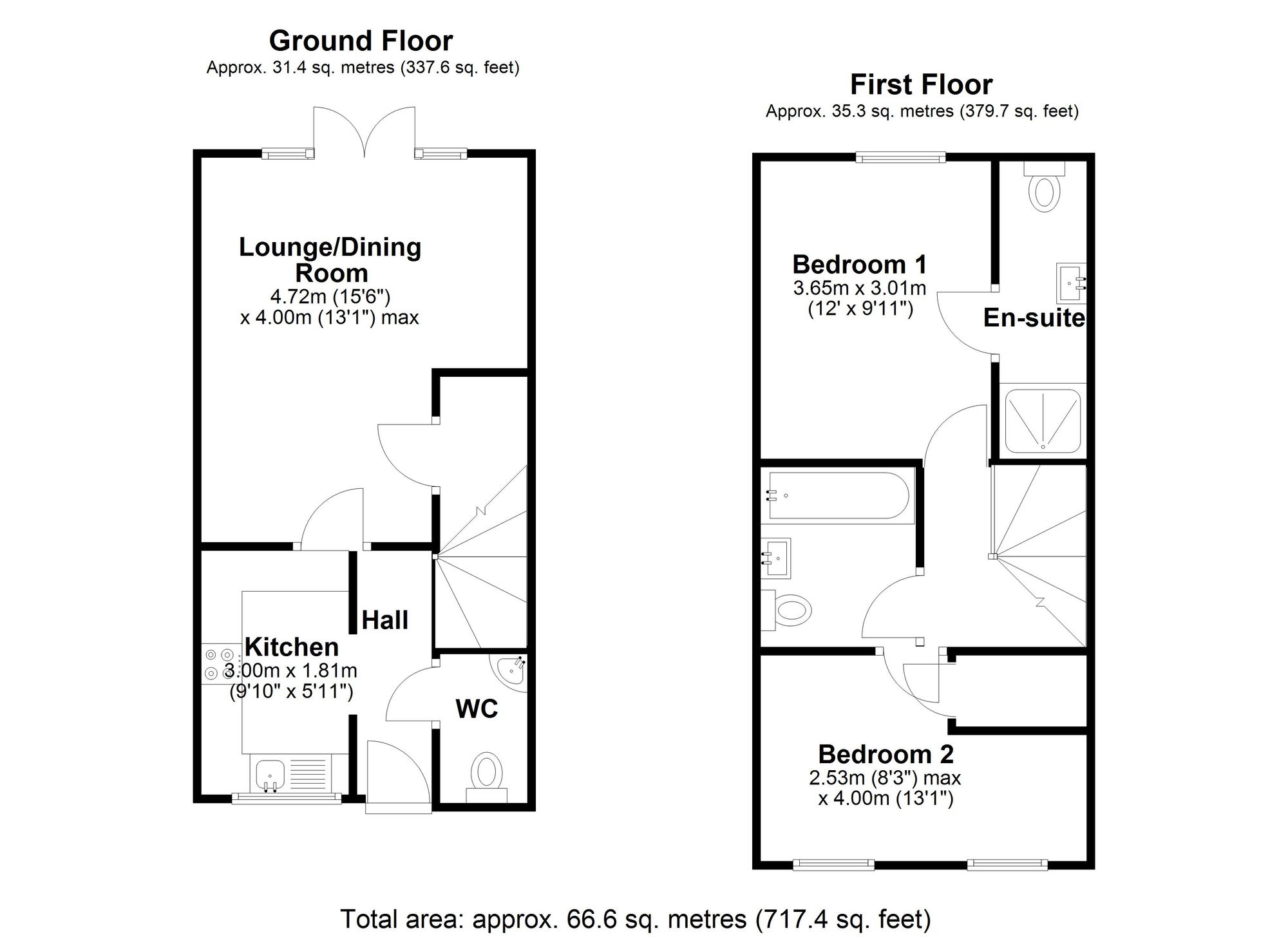 2 bed semi-detached house to rent in Goldfinch Rise, Pershore - Property floorplan