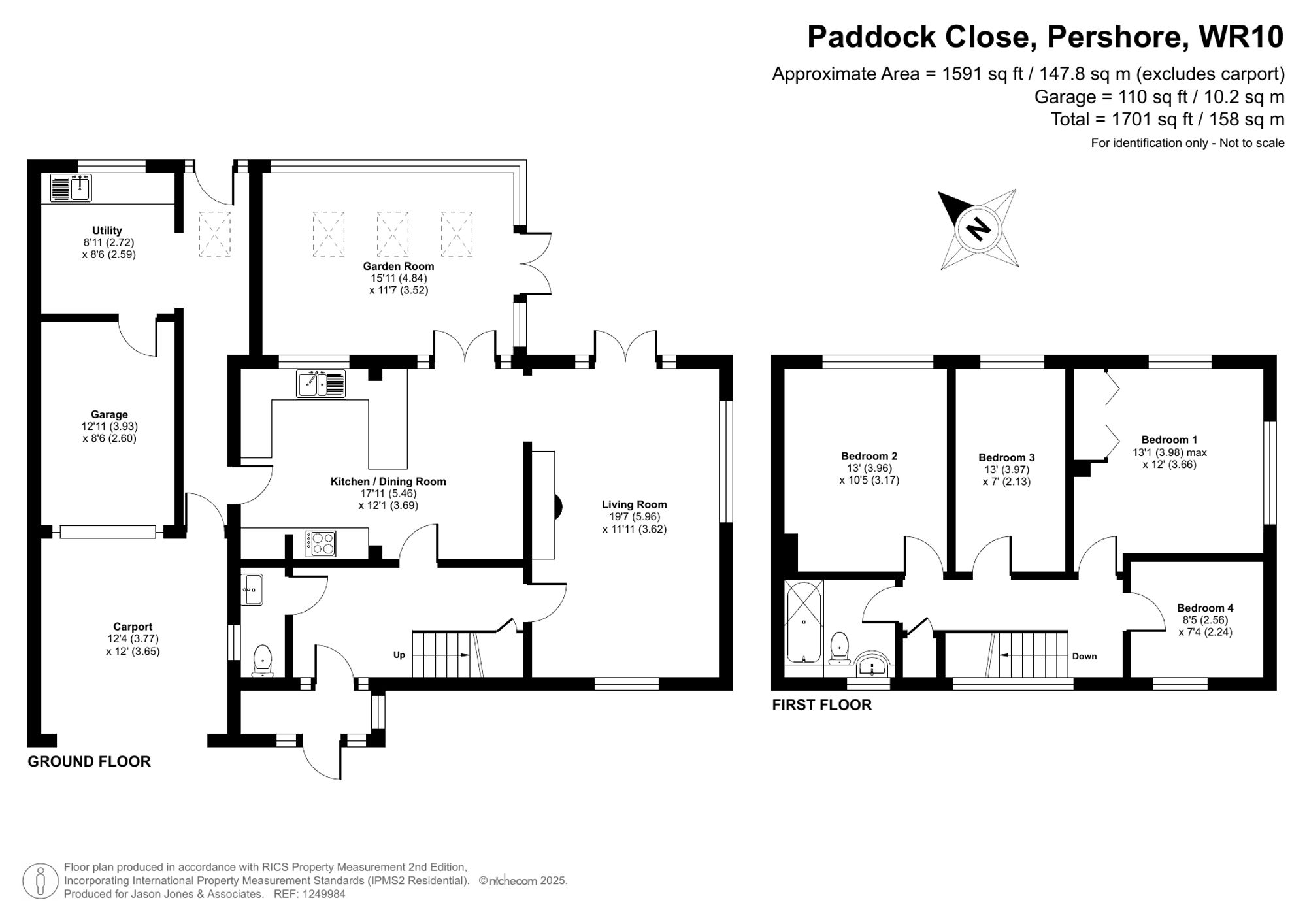 4 bed detached house for sale in Paddock Close, Pershore - Property floorplan