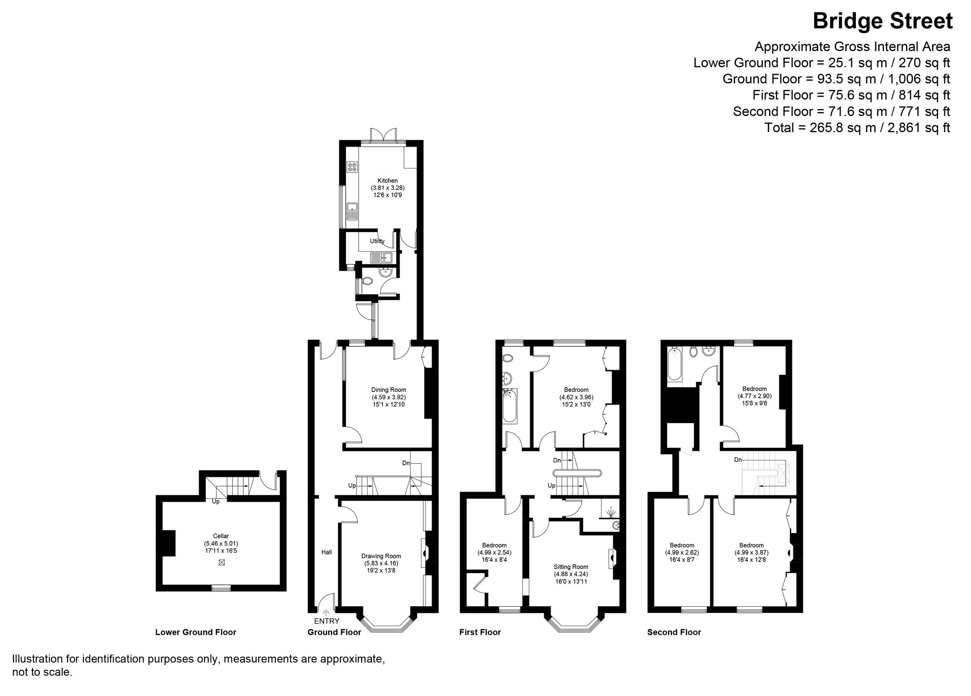 5 bed terraced house for sale in Bridge Street, Pershore - Property floorplan