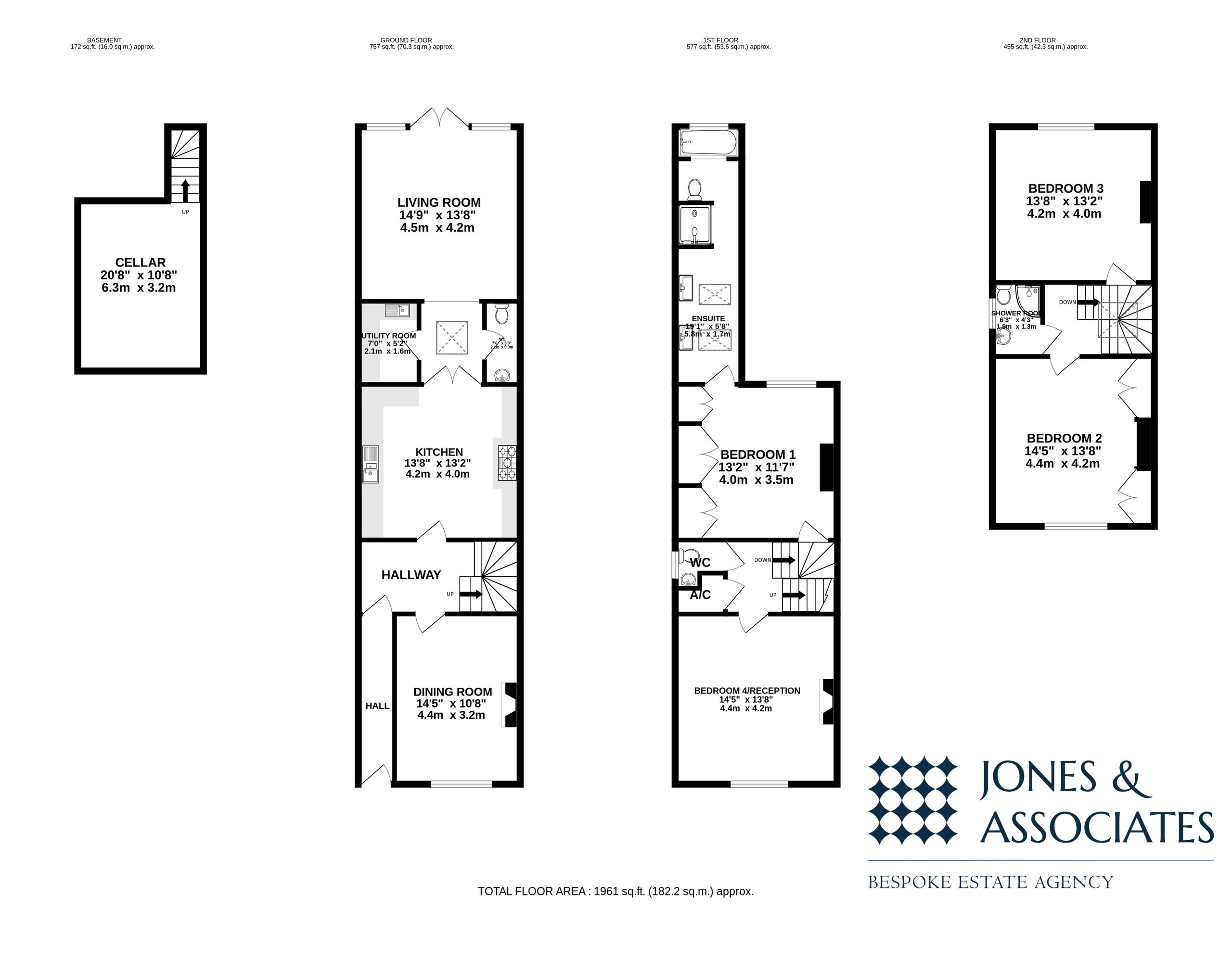 4 bed town house for sale in Bridge Street, Pershore - Property floorplan