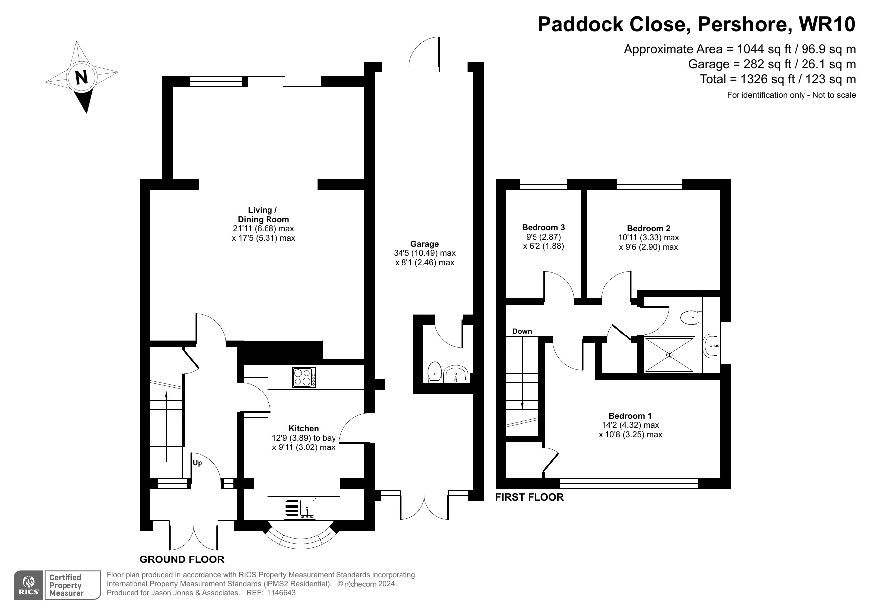 3 bed semi-detached house for sale in Paddock Close, Pershore - Property floorplan