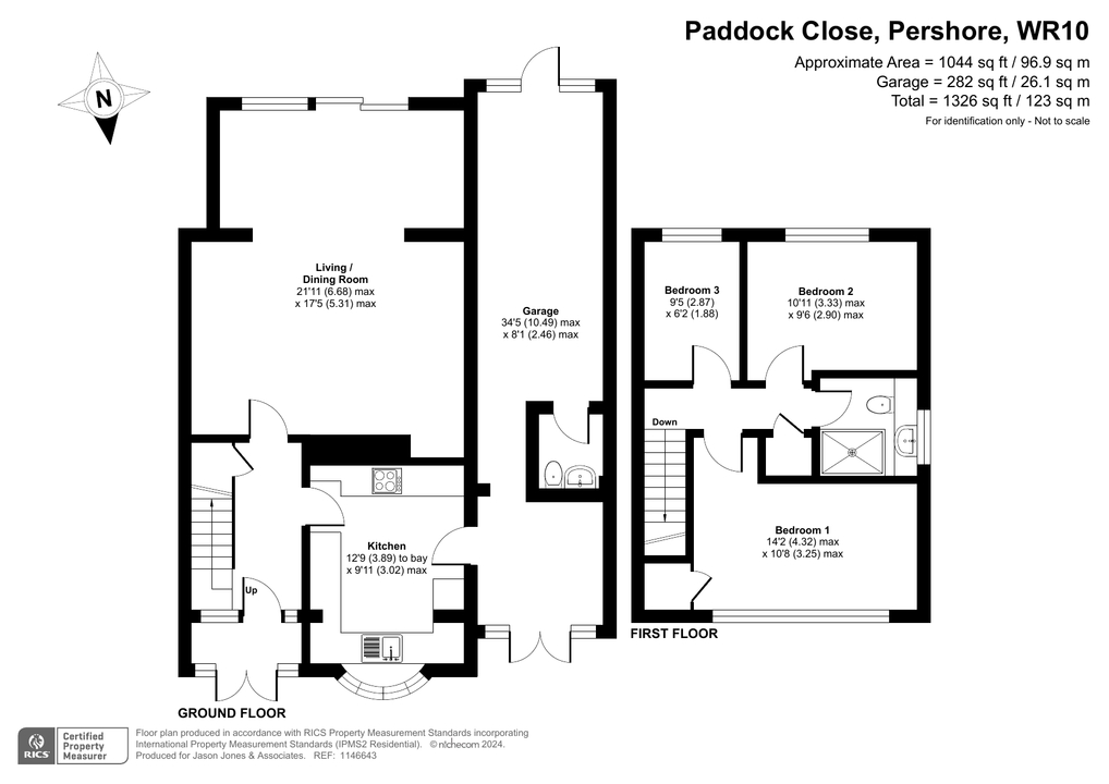 3 bed semi-detached house for sale in Paddock Close, Pershore - Property floorplan