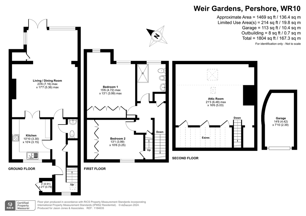 2 bed terraced house for sale in Bridge Street, Pershore - Property floorplan