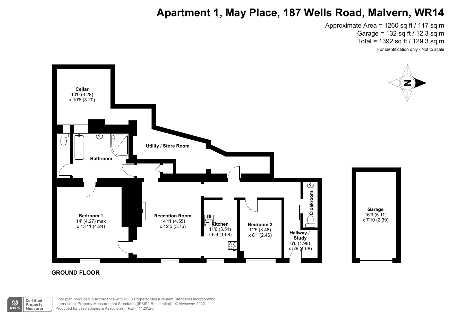 2 bed apartment for sale in Wells Road, Malvern - Property floorplan