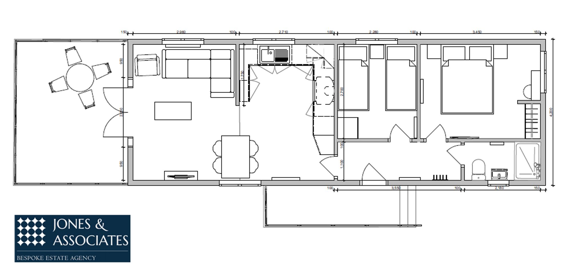 2 bed lodge for sale in Bowbrook Lodges, Pershore - Property floorplan