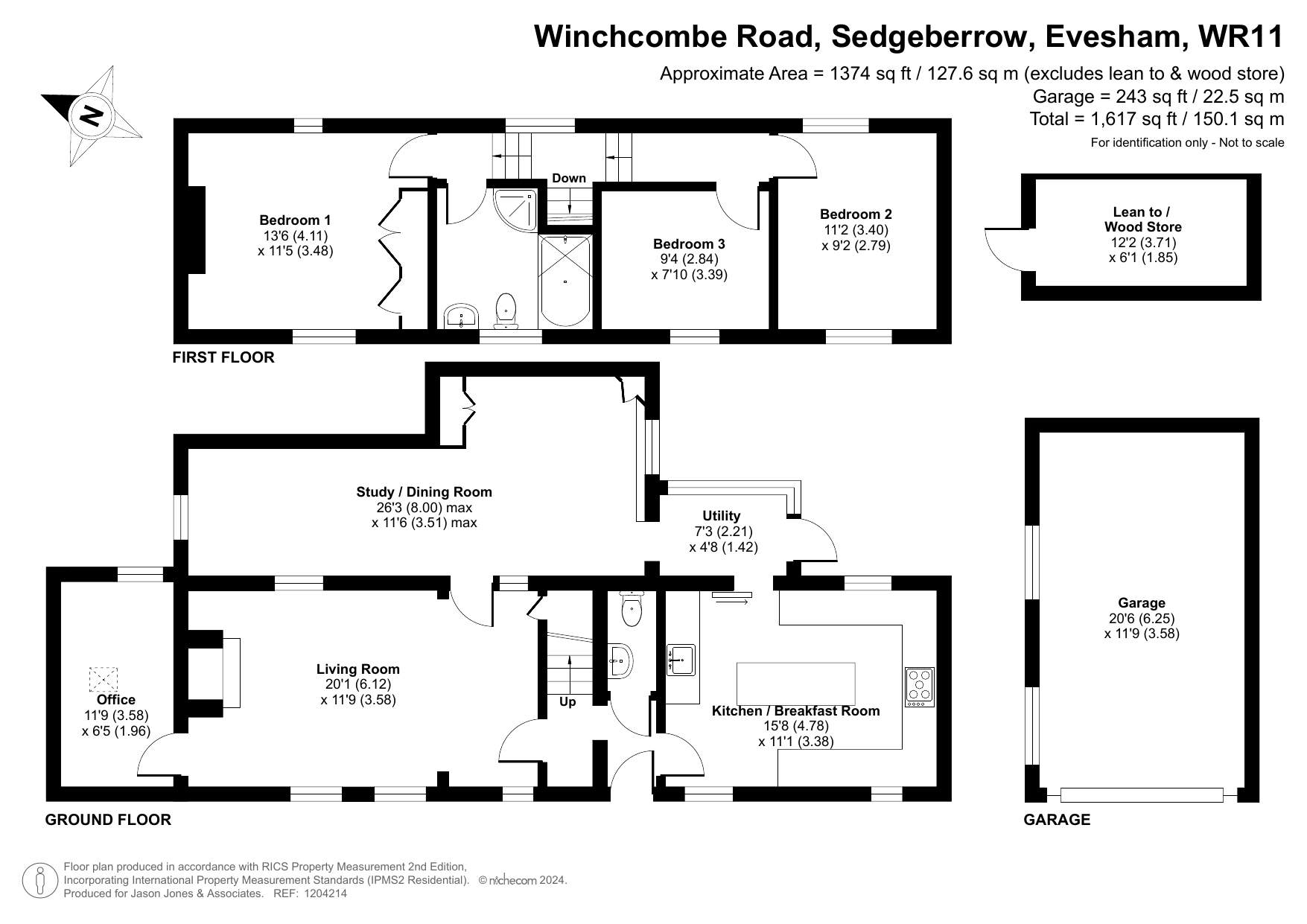 3 bed detached house for sale in Winchcombe Road, Evesham - Property floorplan