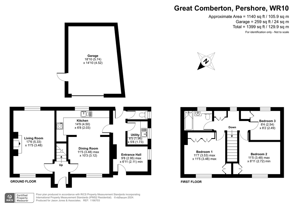 3 bed detached house for sale in Great Comberton, Pershore - Property floorplan