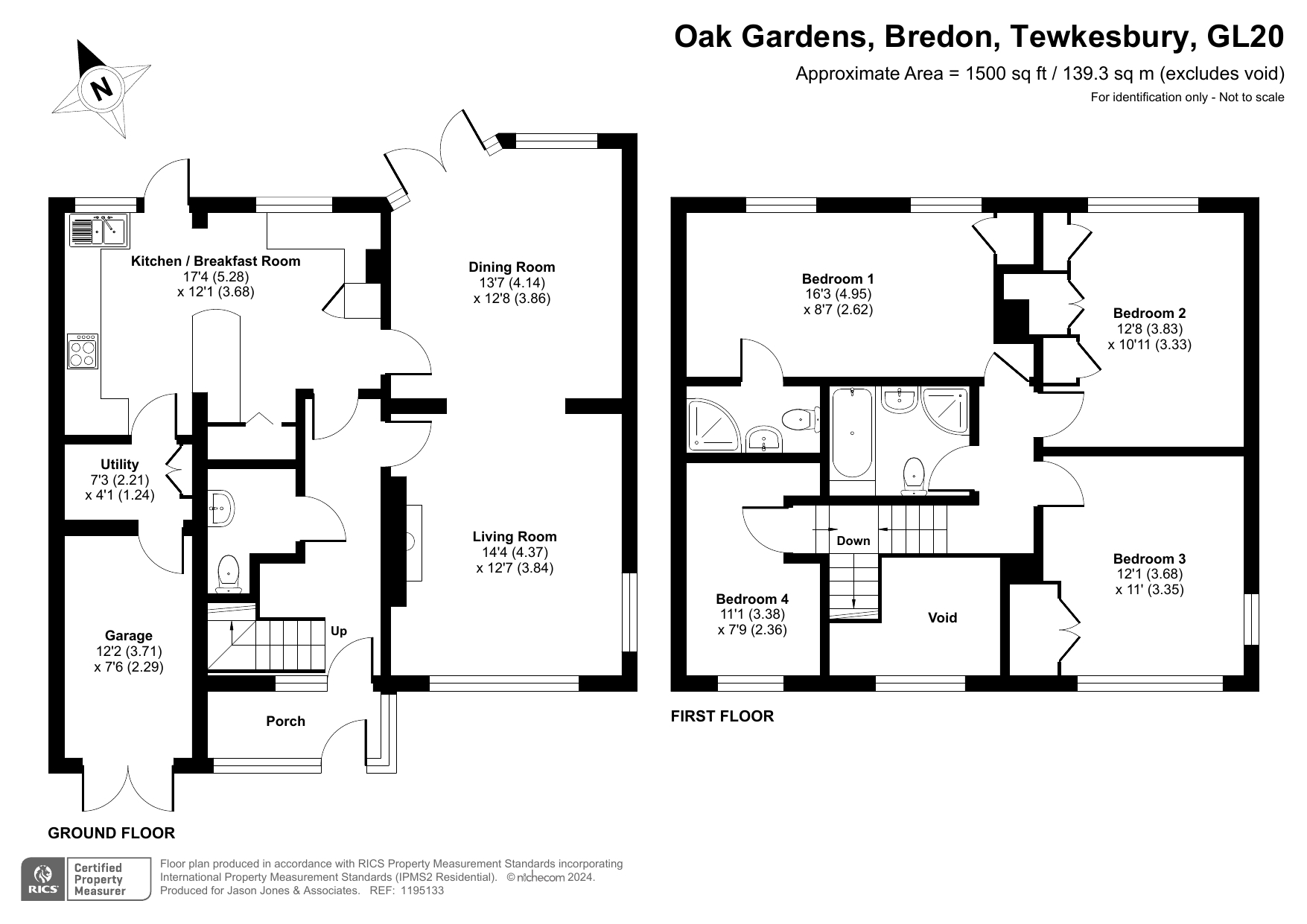 4 bed detached house for sale in Oak Gardens, Tewkesbury - Property floorplan