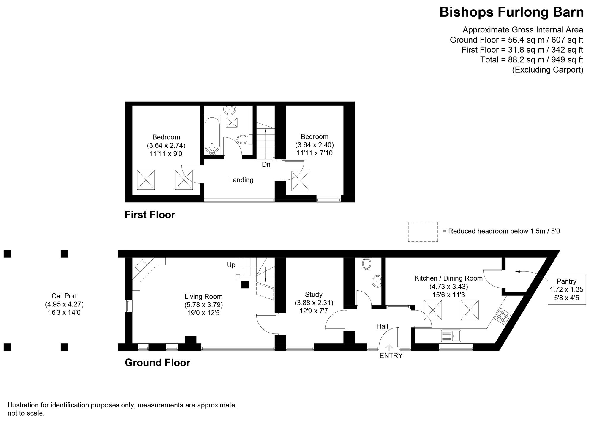2 bed detached house for sale in Kemerton Road, Tewkesbury - Property floorplan